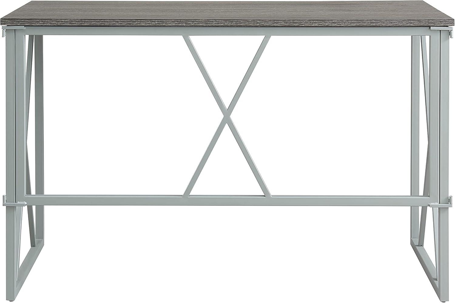 imageLeick Home Collapsible X Writing Computer Desk Space Saving for Bedroom Home Office Small Spaces Fully Assembled in Weathered WoodSatin Nickel 70002WWNK