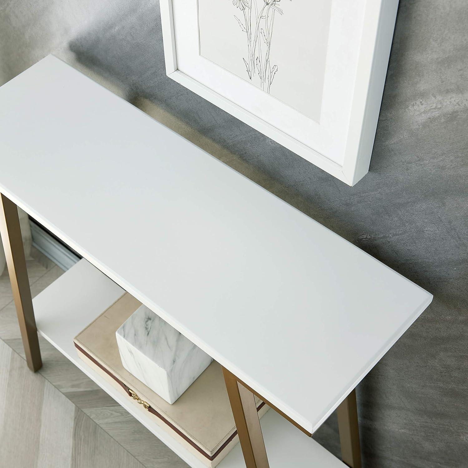 imageLeick Home Empiria Console Table Wood with Metal Frame 2 Shelves for Entryways Hallways and Living Rooms White and Gold 11431WTWhite