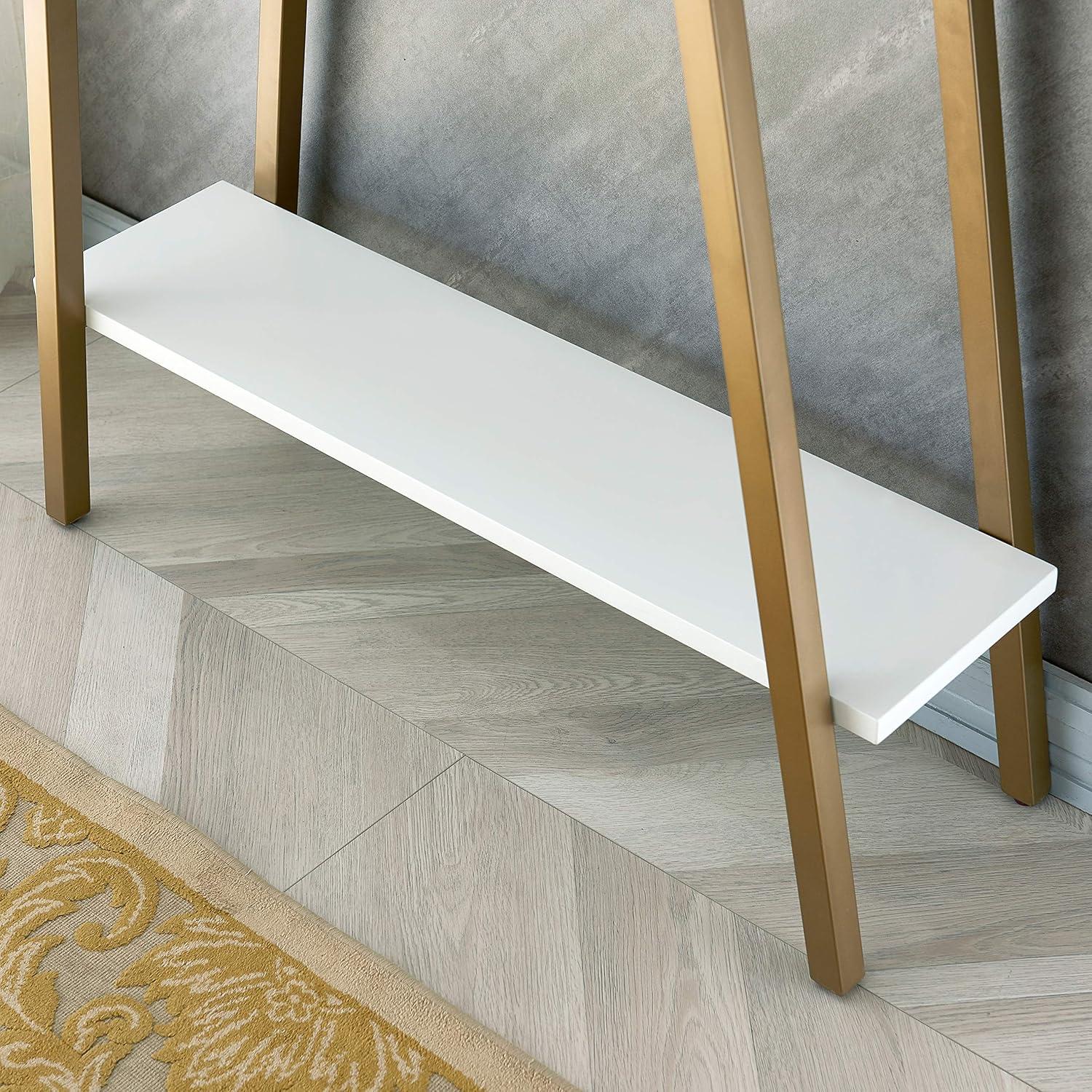 imageLeick Home Empiria Console Table Wood with Metal Frame 2 Shelves for Entryways Hallways and Living Rooms White and Gold 11431WTWhite