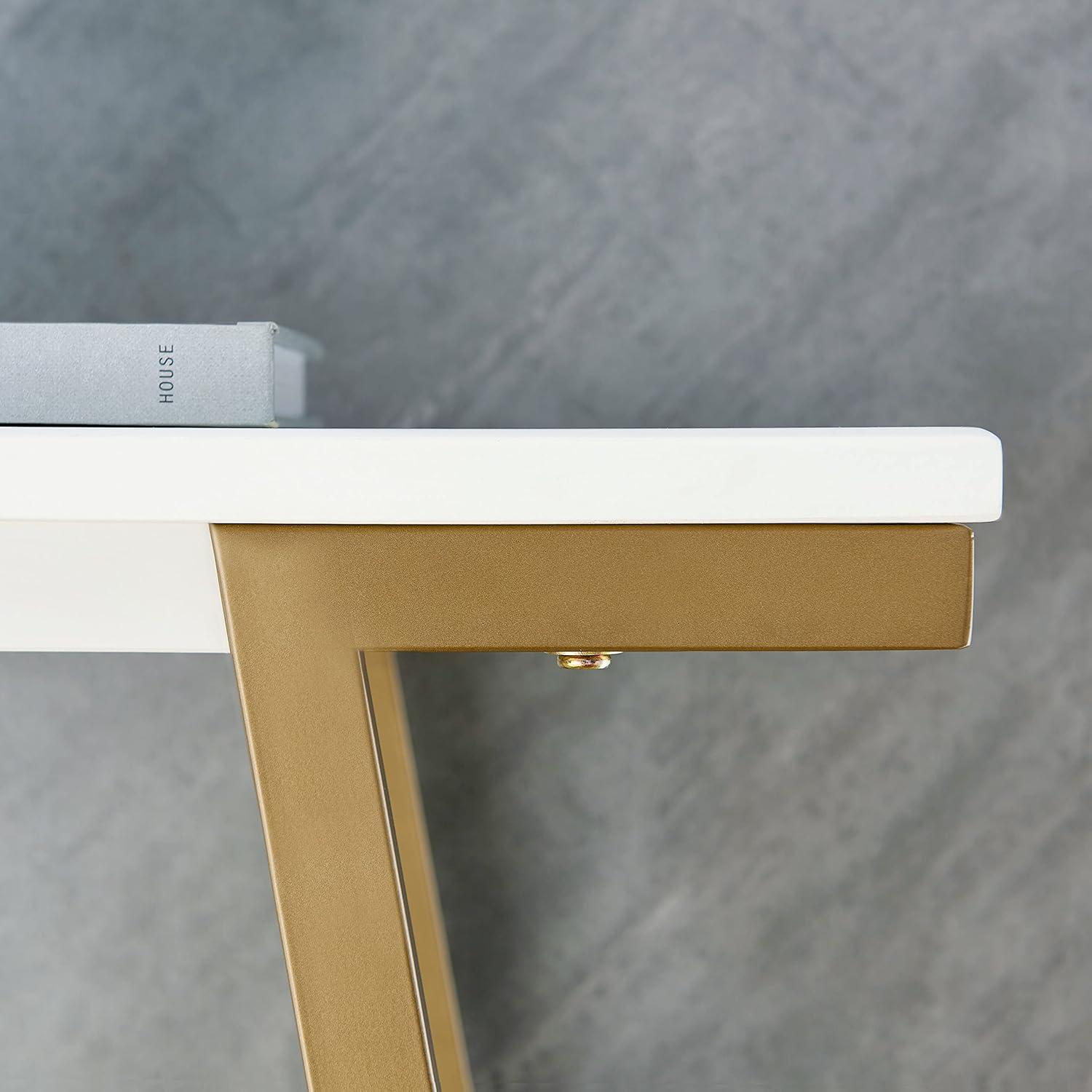 imageLeick Home Empiria Console Table Wood with Metal Frame 2 Shelves for Entryways Hallways and Living Rooms White and Gold 11431WTWhite