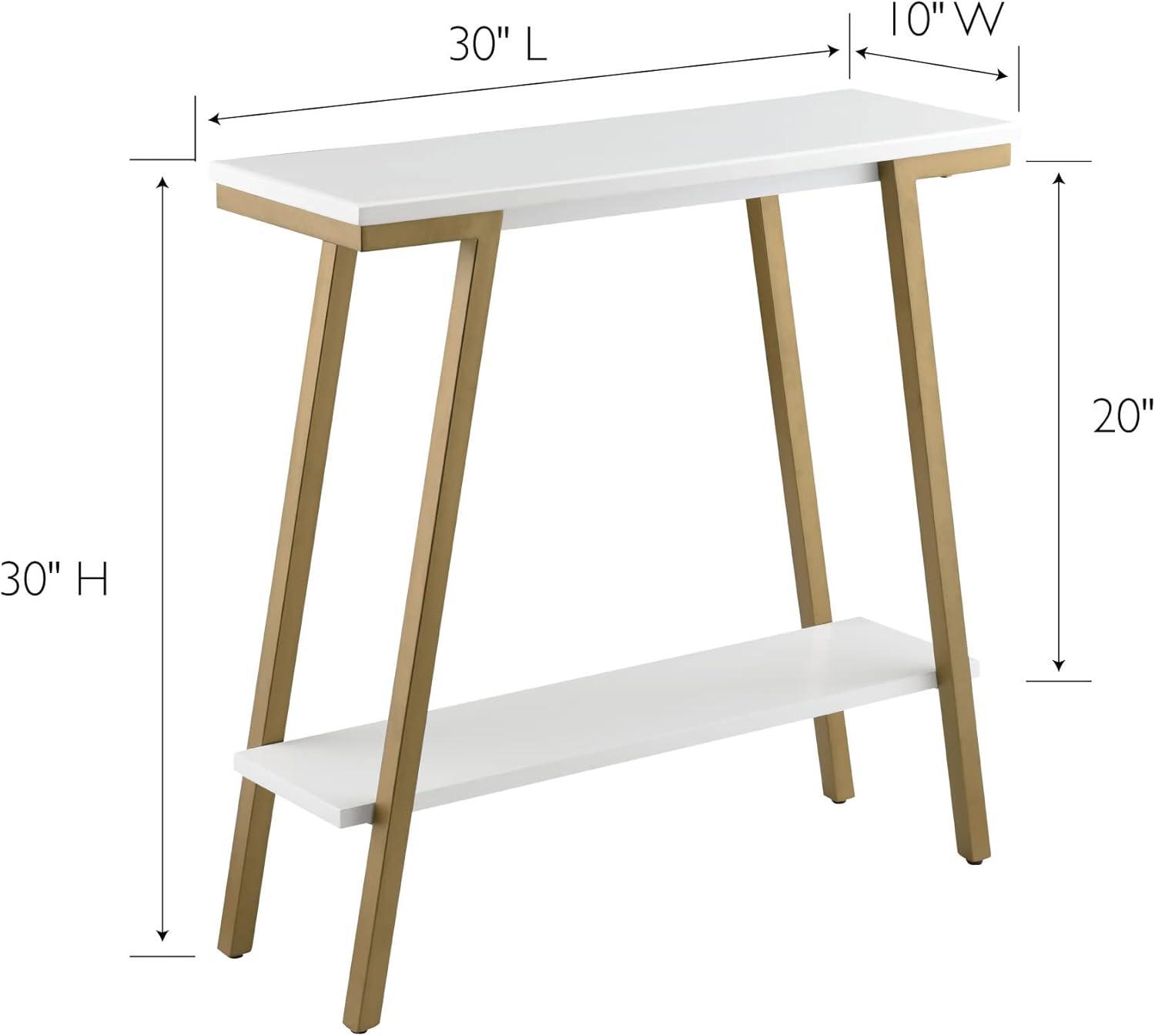 imageLeick Home Empiria Console Table Wood with Metal Frame 2 Shelves for Entryways Hallways and Living Rooms White and Gold 11431WTWhite