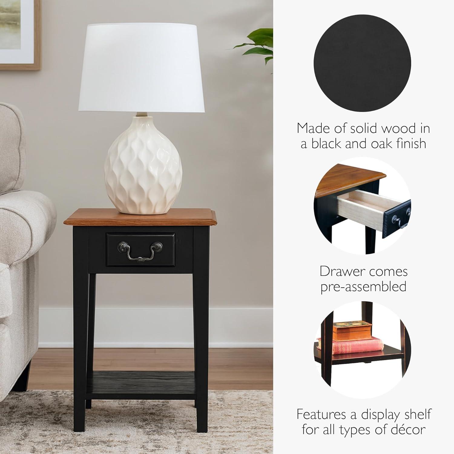 imageLeick Home Haven Ridge End Table Solid Wood 1 Storage Drawer Bottom Display Shelf Narrow EasyAssembly Medium Oak 240 in L x 100 in W x 240 in H 9017MEDSlate