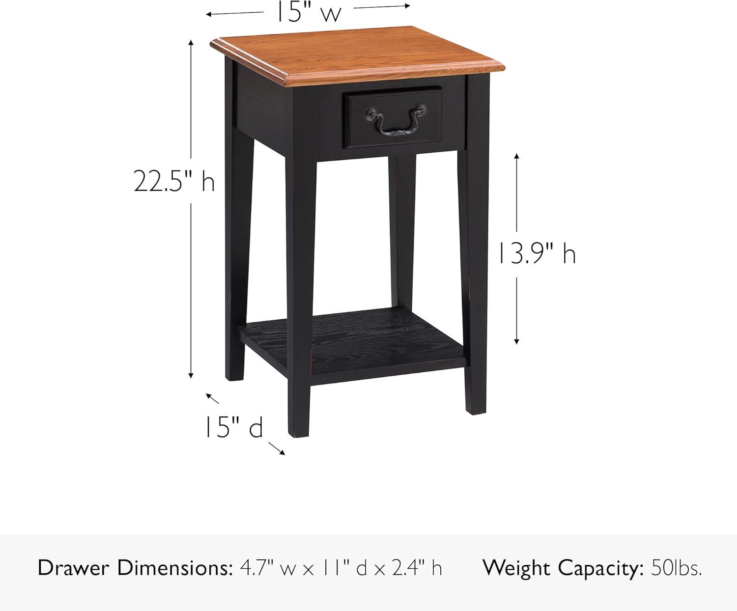 imageLeick Home Haven Ridge End Table Solid Wood 1 Storage Drawer Bottom Display Shelf Narrow EasyAssembly Medium Oak 240 in L x 100 in W x 240 in H 9017MEDSlate