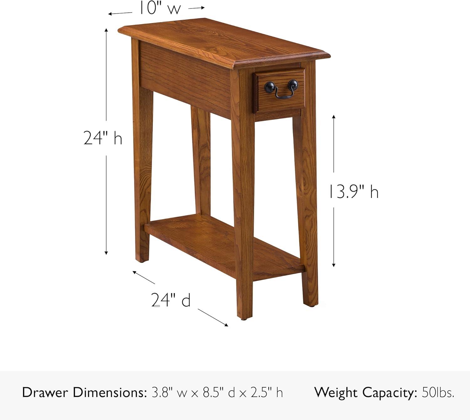 imageLeick Home Haven Ridge End Table Solid Wood 1 Storage Drawer Bottom Display Shelf Narrow EasyAssembly Medium Oak 240 in L x 100 in W x 240 in H 9017MEDMedium Oak Black