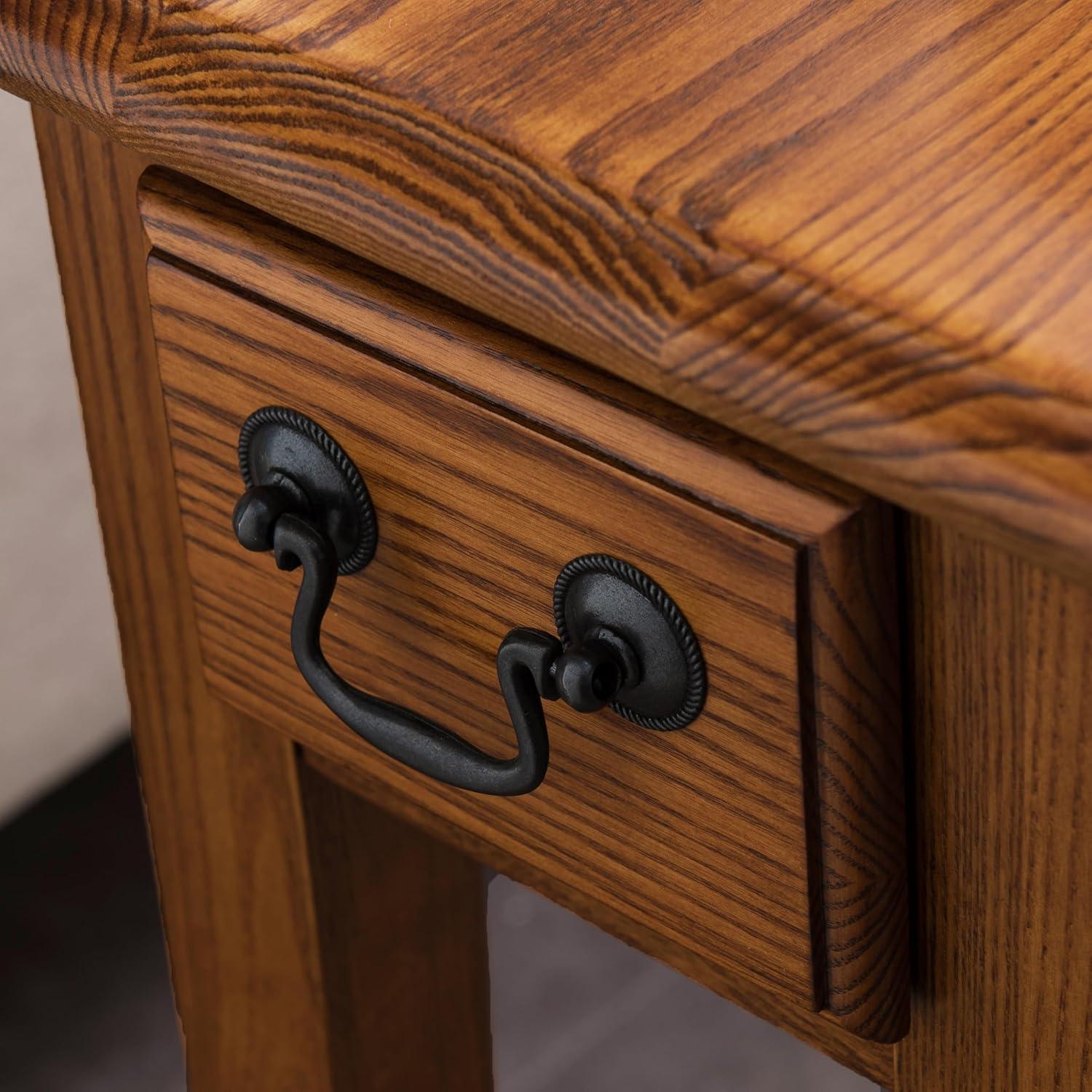 imageLeick Home Haven Ridge End Table Solid Wood 1 Storage Drawer Bottom Display Shelf Narrow EasyAssembly Medium Oak 240 in L x 100 in W x 240 in H 9017MEDMedium Oak Black