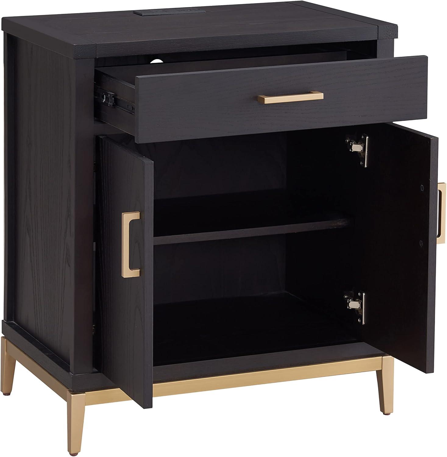 imageLeick Home Laurent Side Table Nightstand with USBC Charging Station Solid Wood Perfect for Bedrooms Living Rooms and Small Spaces 16D x 24W x 28H Chocolate Cherry BrownBlack