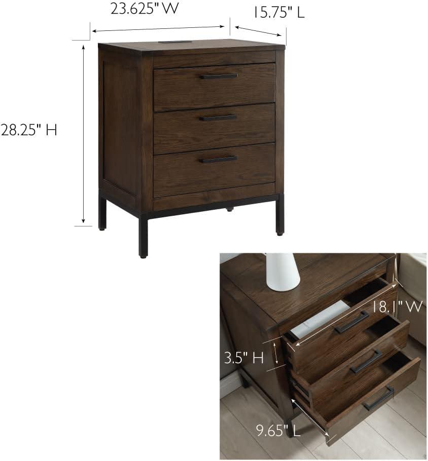imageLeick Home Laurent Side Table Nightstand with USBC Charging Station Solid Wood Perfect for Bedrooms Living Rooms and Small Spaces 16D x 24W x 28H Chocolate Cherry BrownDistressed Riverstone