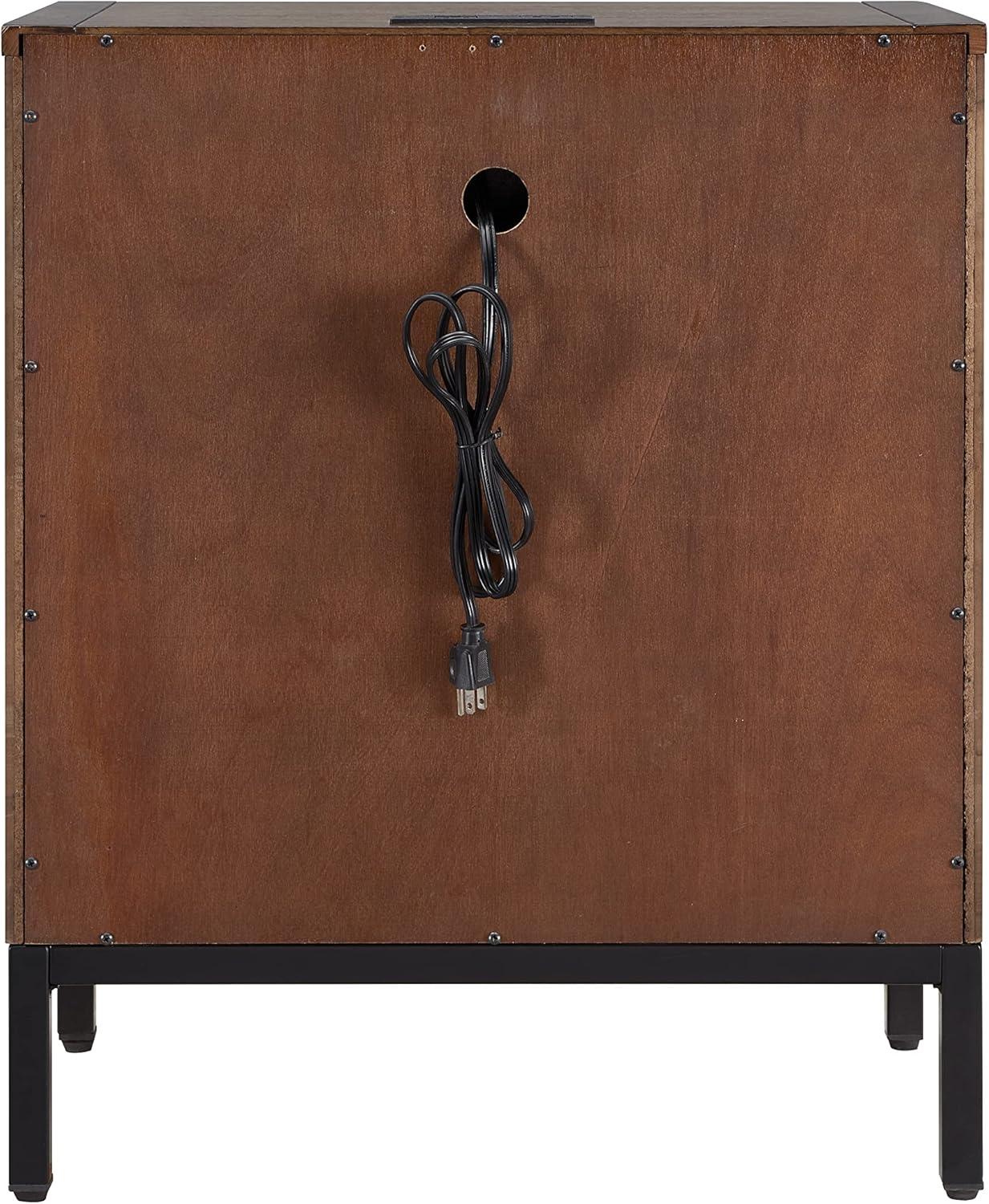 imageLeick Home Laurent Side Table Nightstand with USBC Charging Station Solid Wood Perfect for Bedrooms Living Rooms and Small Spaces 16D x 24W x 28H Chocolate Cherry BrownDistressed Riverstone