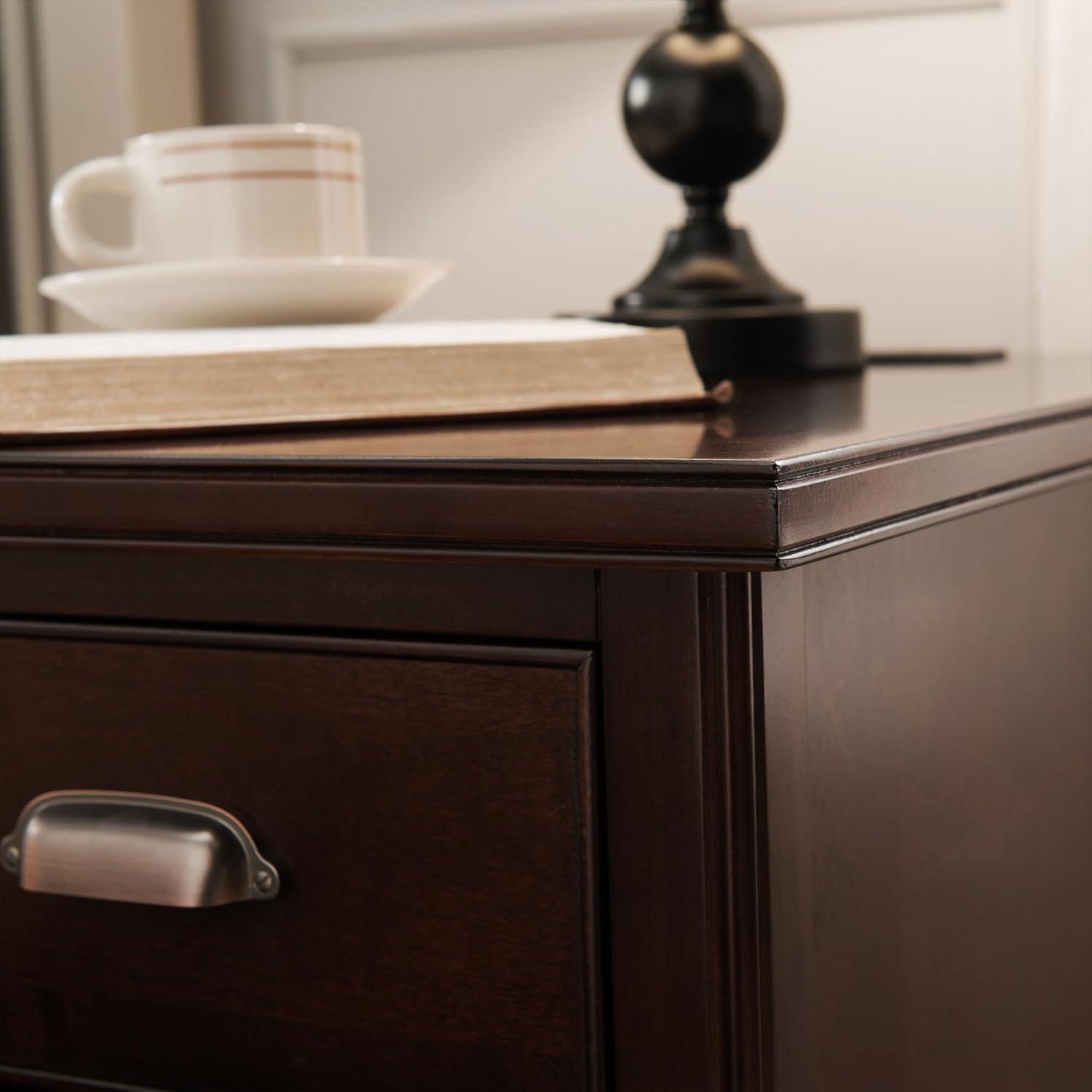 imageLeick Home Laurent Side Table Nightstand with USBC Charging Station Solid Wood Perfect for Bedrooms Living Rooms and Small Spaces 16D x 24W x 28H Chocolate Cherry BrownBlack