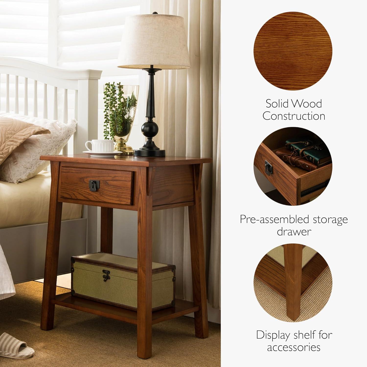 imageLeick Home Laurent Side Table Nightstand with USBC Charging Station Solid Wood Perfect for Bedrooms Living Rooms and Small Spaces 16D x 24W x 28H Chocolate Cherry BrownRusset Blackened