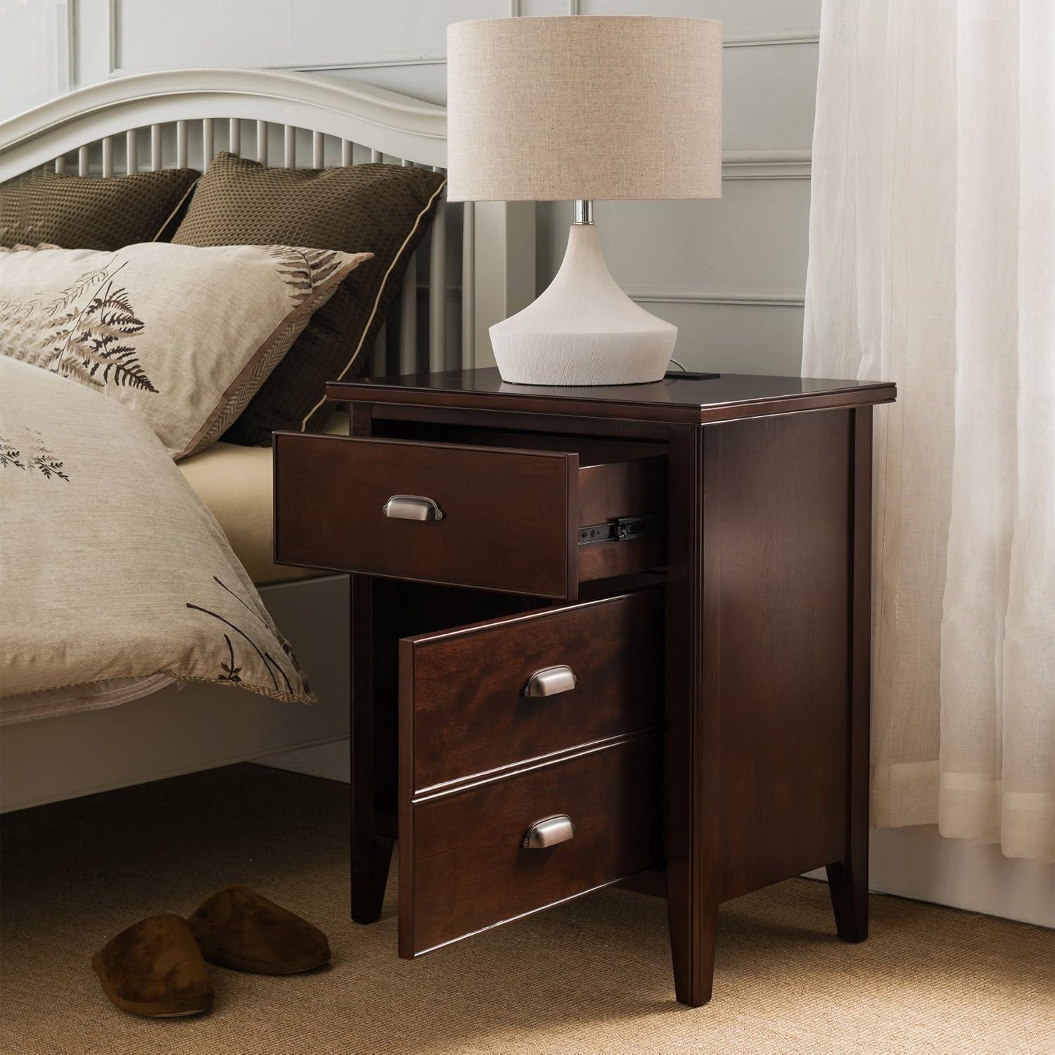 imageLeick Home Laurent Side Table Nightstand with USBC Charging Station Solid Wood Perfect for Bedrooms Living Rooms and Small Spaces 16D x 24W x 28H Chocolate Cherry BrownChocolate Cherry
