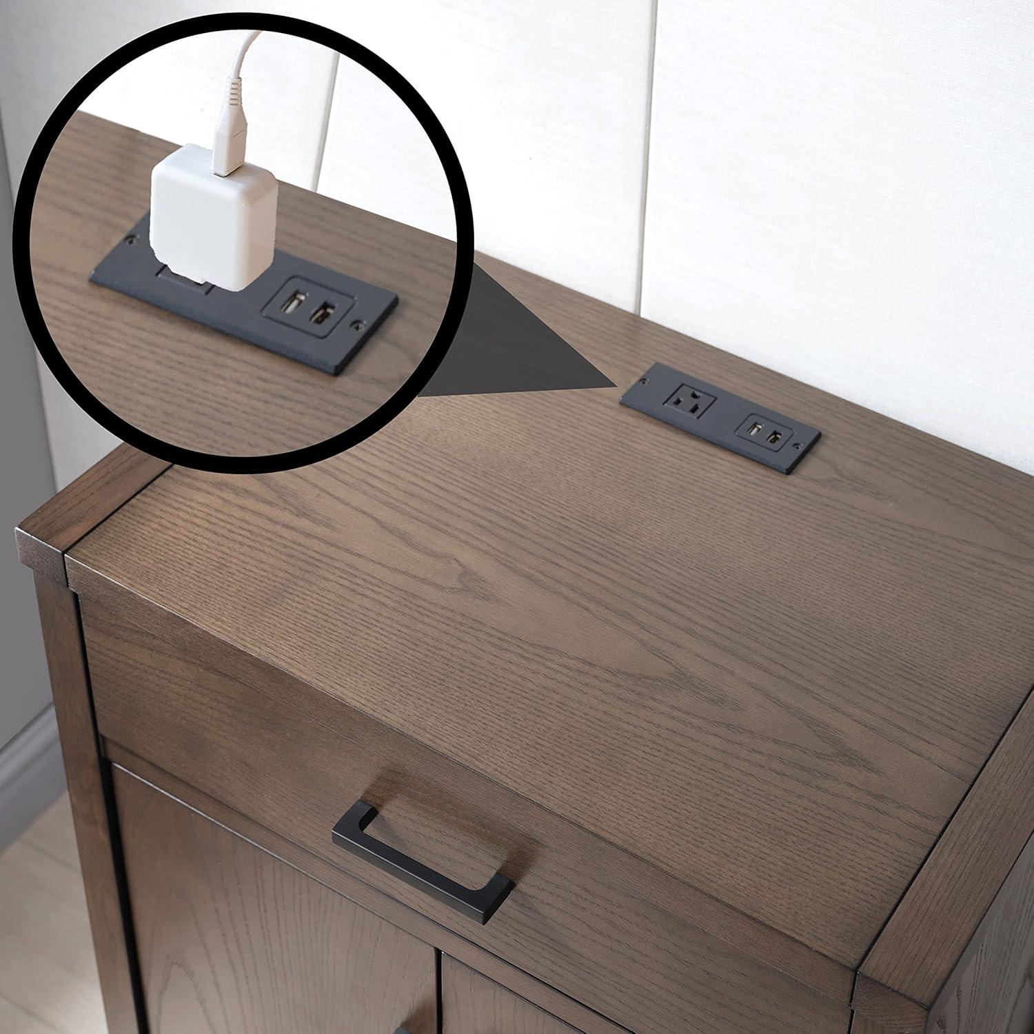 imageLeick Home Laurent Side Table Nightstand with USBC Charging Station Solid Wood Perfect for Bedrooms Living Rooms and Small Spaces 16D x 24W x 28H Chocolate Cherry BrownCoffee Bean
