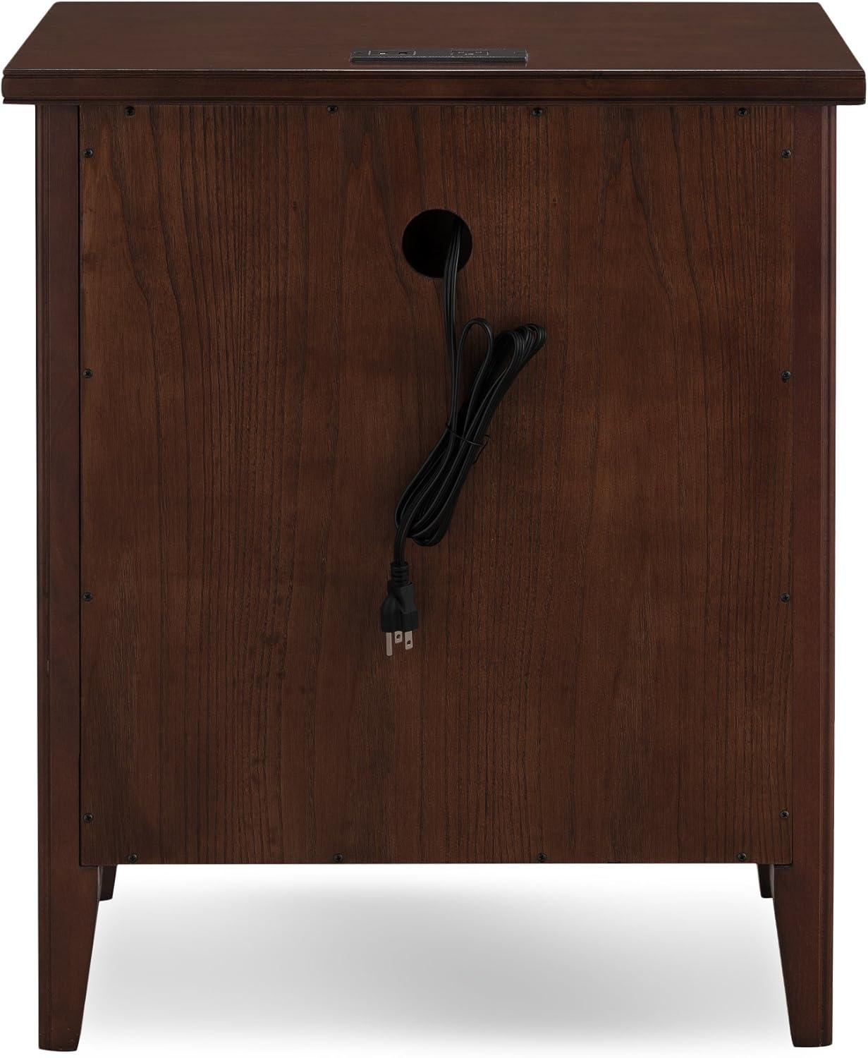 imageLeick Home Laurent Side Table Nightstand with USBC Charging Station Solid Wood Perfect for Bedrooms Living Rooms and Small Spaces 16D x 24W x 28H Chocolate Cherry BrownChocolate Cherry