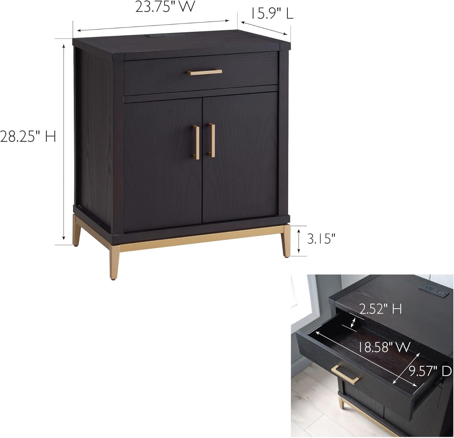 imageLeick Home Laurent Side Table Nightstand with USBC Charging Station Solid Wood Perfect for Bedrooms Living Rooms and Small Spaces 16D x 24W x 28H Chocolate Cherry BrownBlack