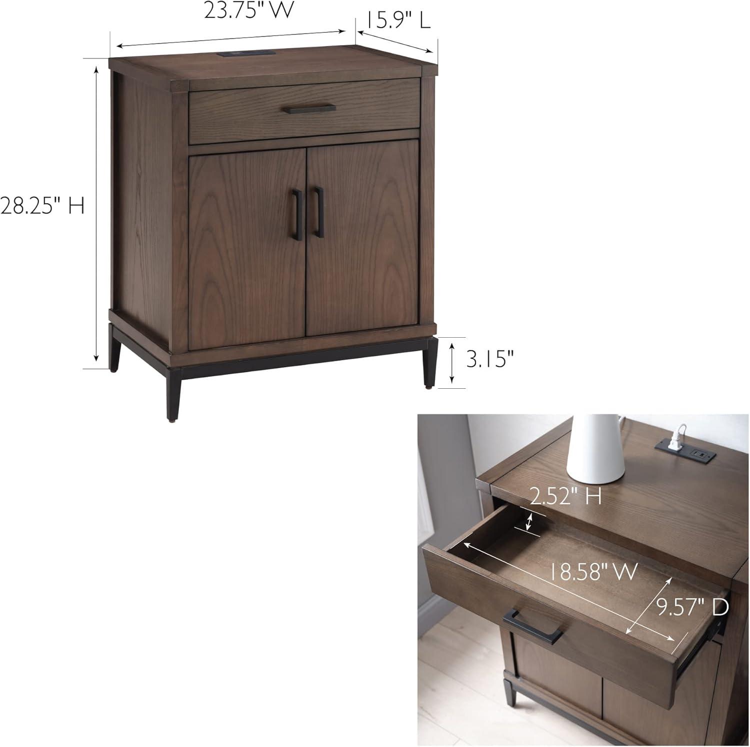 imageLeick Home Laurent Side Table Nightstand with USBC Charging Station Solid Wood Perfect for Bedrooms Living Rooms and Small Spaces 16D x 24W x 28H Chocolate Cherry BrownCoffee Bean