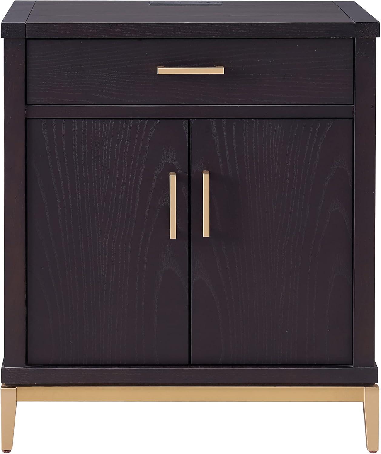 imageLeick Home Laurent Side Table Nightstand with USBC Charging Station Solid Wood Perfect for Bedrooms Living Rooms and Small Spaces 16D x 24W x 28H Chocolate Cherry BrownBlack