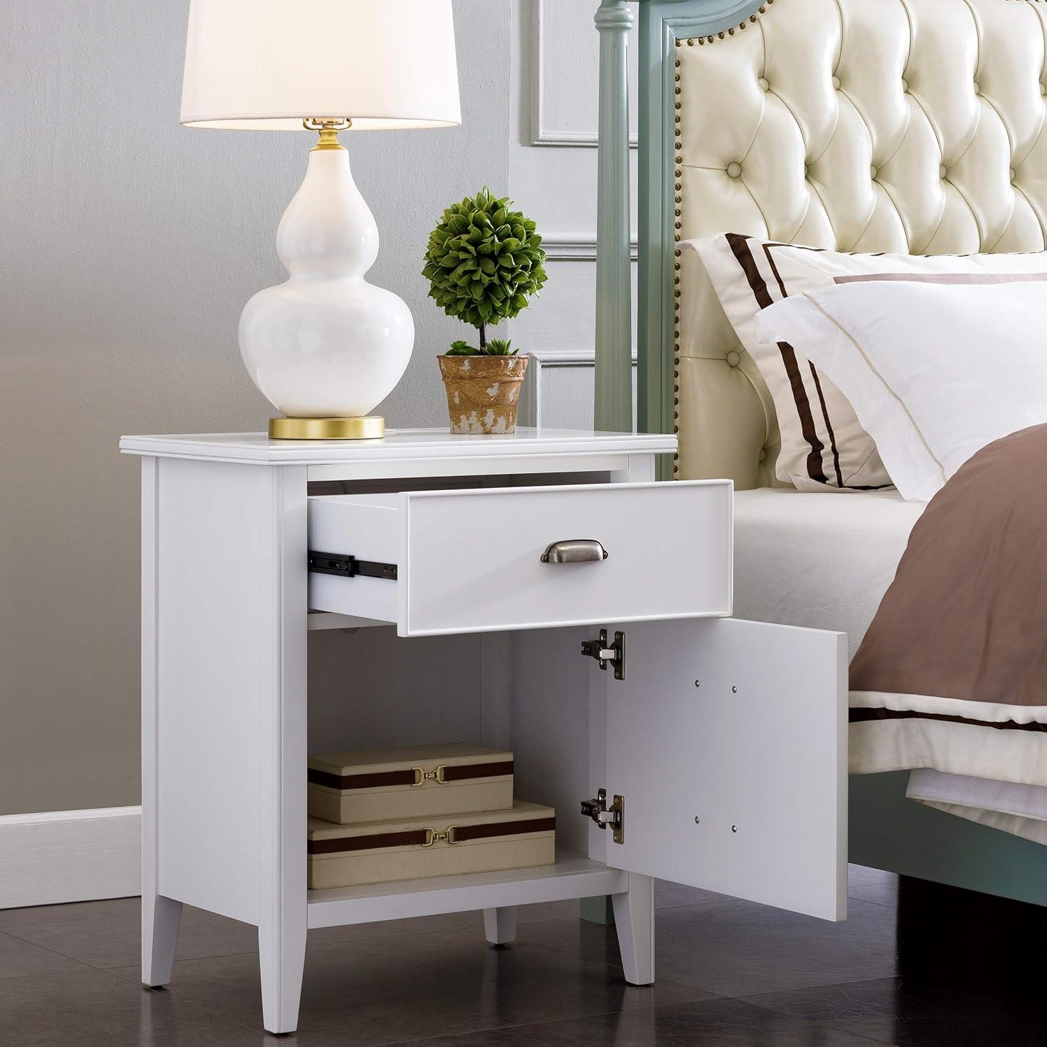 imageLeick Home Laurent Side Table Nightstand with USBC Charging Station Solid Wood Perfect for Bedrooms Living Rooms and Small Spaces 16D x 24W x 28H Chocolate Cherry BrownOrchid White