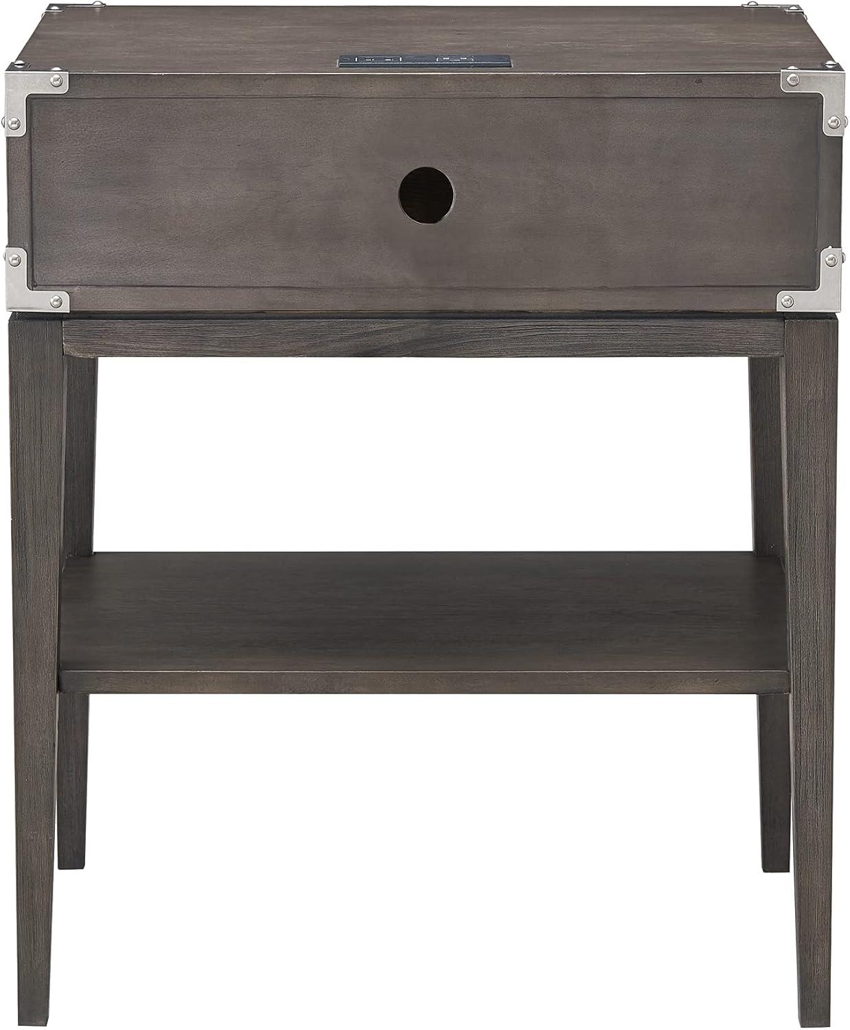 imageLeick Home Laurent Side Table Nightstand with USBC Charging Station Solid Wood Perfect for Bedrooms Living Rooms and Small Spaces 16D x 24W x 28H Chocolate Cherry BrownAnthracite