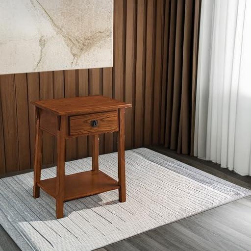 imageLeick Home Laurent Side Table Nightstand with USBC Charging Station Solid Wood Perfect for Bedrooms Living Rooms and Small Spaces 16D x 24W x 28H Chocolate Cherry BrownRusset Blackened