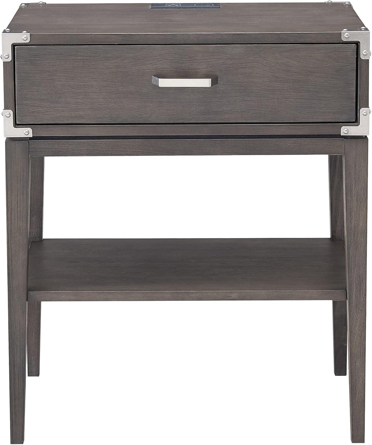imageLeick Home Laurent Side Table Nightstand with USBC Charging Station Solid Wood Perfect for Bedrooms Living Rooms and Small Spaces 16D x 24W x 28H Chocolate Cherry BrownAnthracite