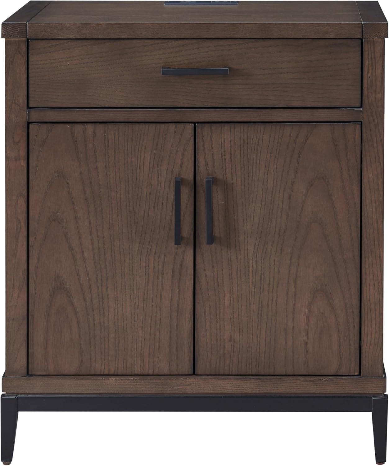 imageLeick Home Laurent Side Table Nightstand with USBC Charging Station Solid Wood Perfect for Bedrooms Living Rooms and Small Spaces 16D x 24W x 28H Chocolate Cherry BrownCoffee Bean