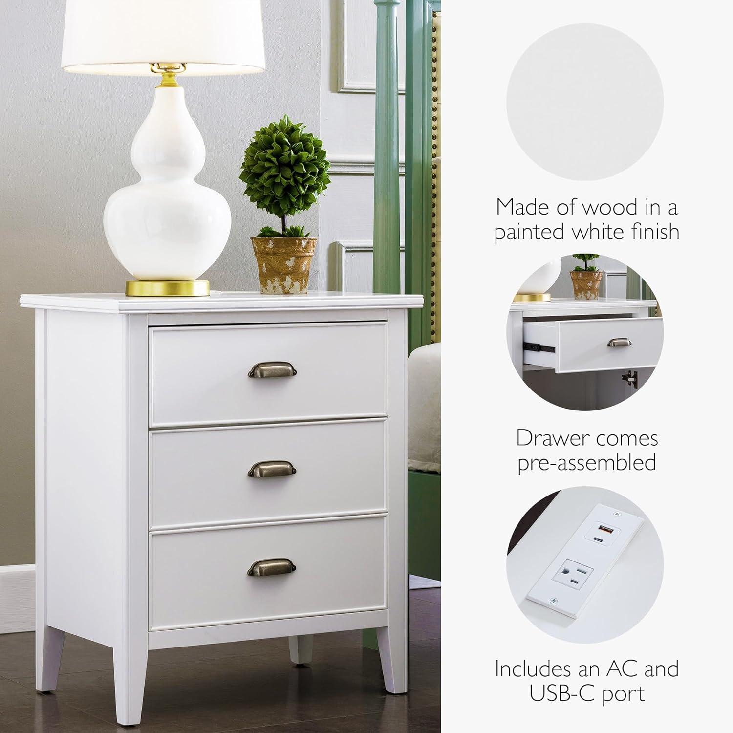 imageLeick Home Laurent Side Table Nightstand with USBC Charging Station Solid Wood Perfect for Bedrooms Living Rooms and Small Spaces 16D x 24W x 28H Chocolate Cherry BrownOrchid White