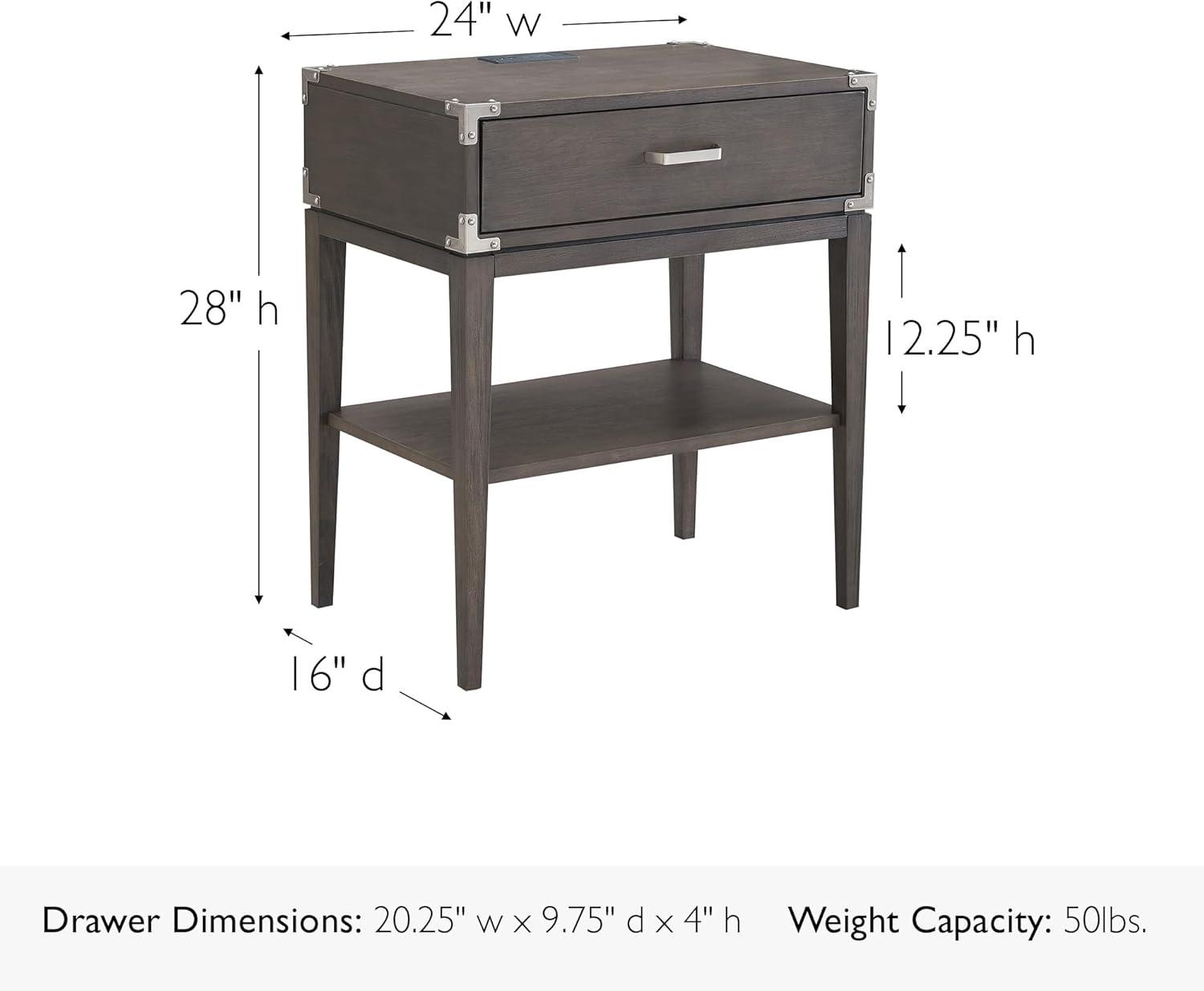 imageLeick Home Laurent Side Table Nightstand with USBC Charging Station Solid Wood Perfect for Bedrooms Living Rooms and Small Spaces 16D x 24W x 28H Chocolate Cherry BrownAnthracite