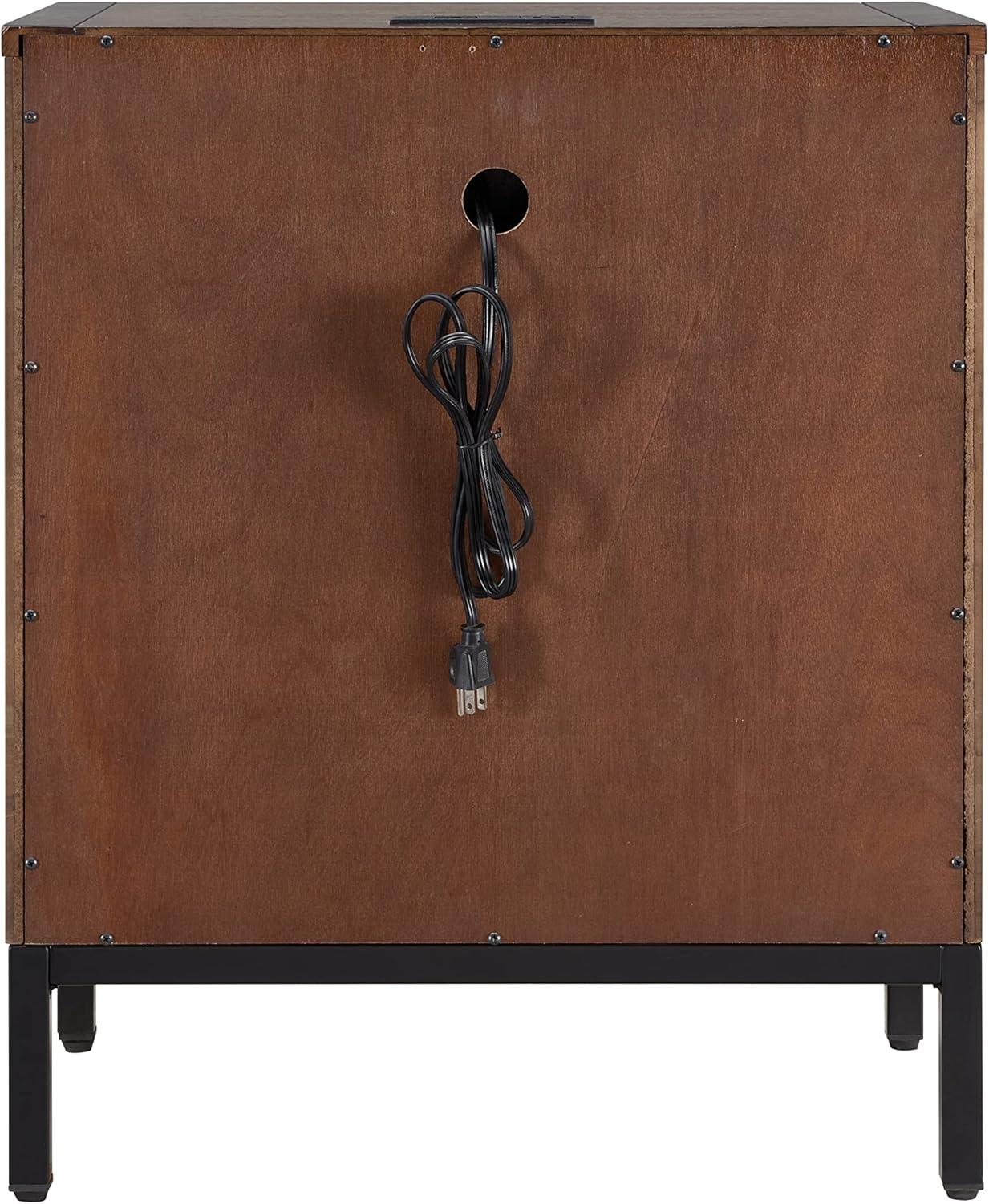 imageLeick Home Laurent Side Table Nightstand with USBC Charging Station Solid Wood Perfect for Bedrooms Living Rooms and Small Spaces 16D x 24W x 28H Chocolate Cherry BrownDistressed Riverstone