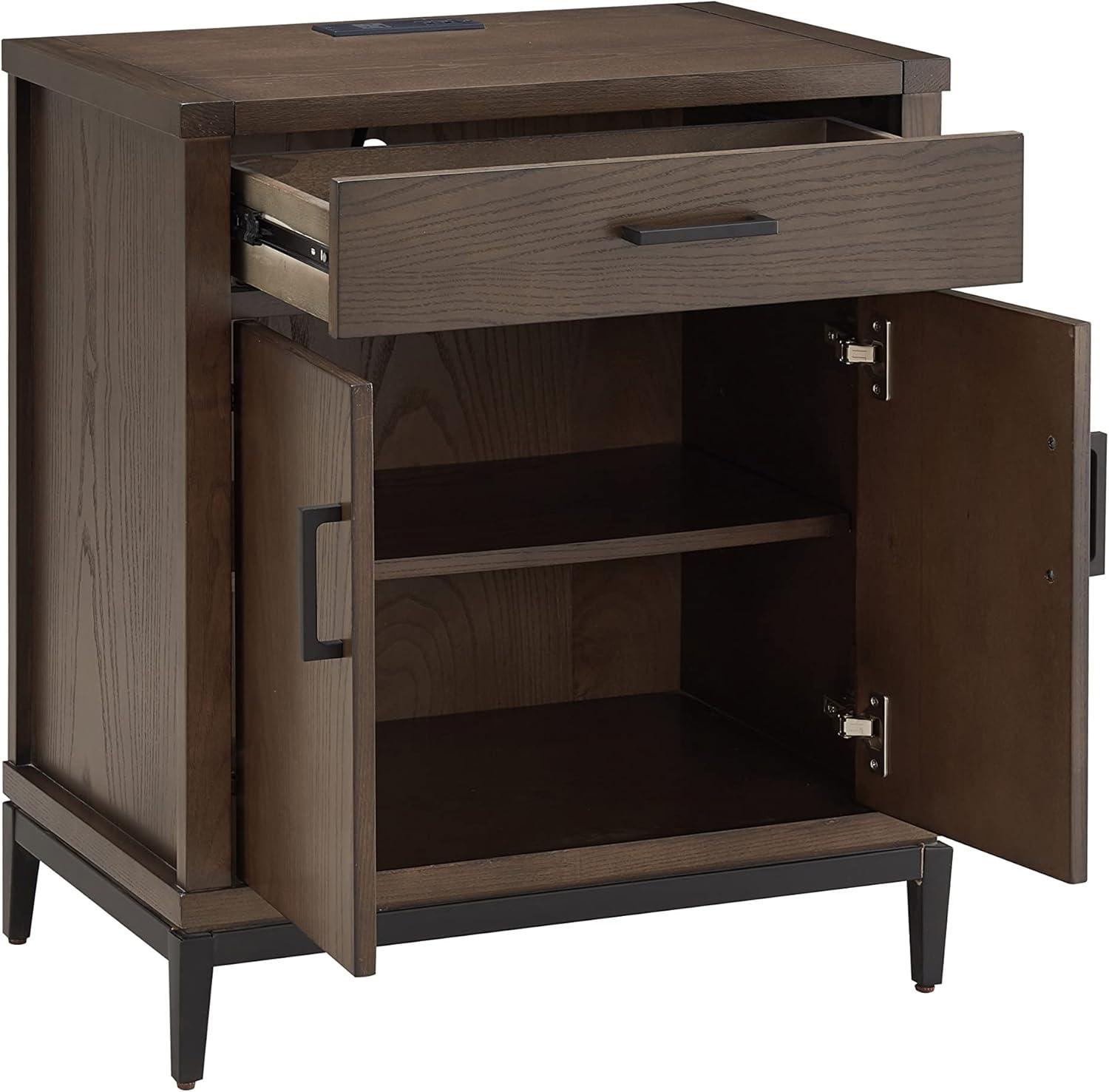 imageLeick Home Laurent Side Table Nightstand with USBC Charging Station Solid Wood Perfect for Bedrooms Living Rooms and Small Spaces 16D x 24W x 28H Chocolate Cherry BrownCoffee Bean