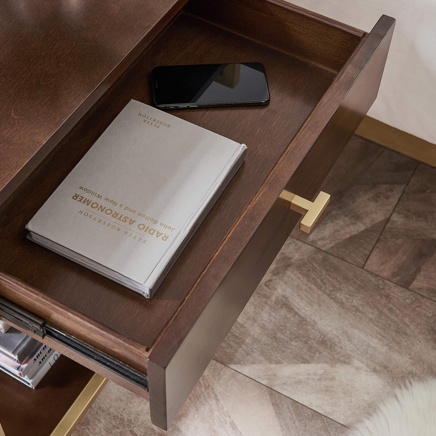 imageLeick Home Laurent Side Table Nightstand with USBC Charging Station Solid Wood Perfect for Bedrooms Living Rooms and Small Spaces 16D x 24W x 28H Chocolate Cherry BrownWalnut
