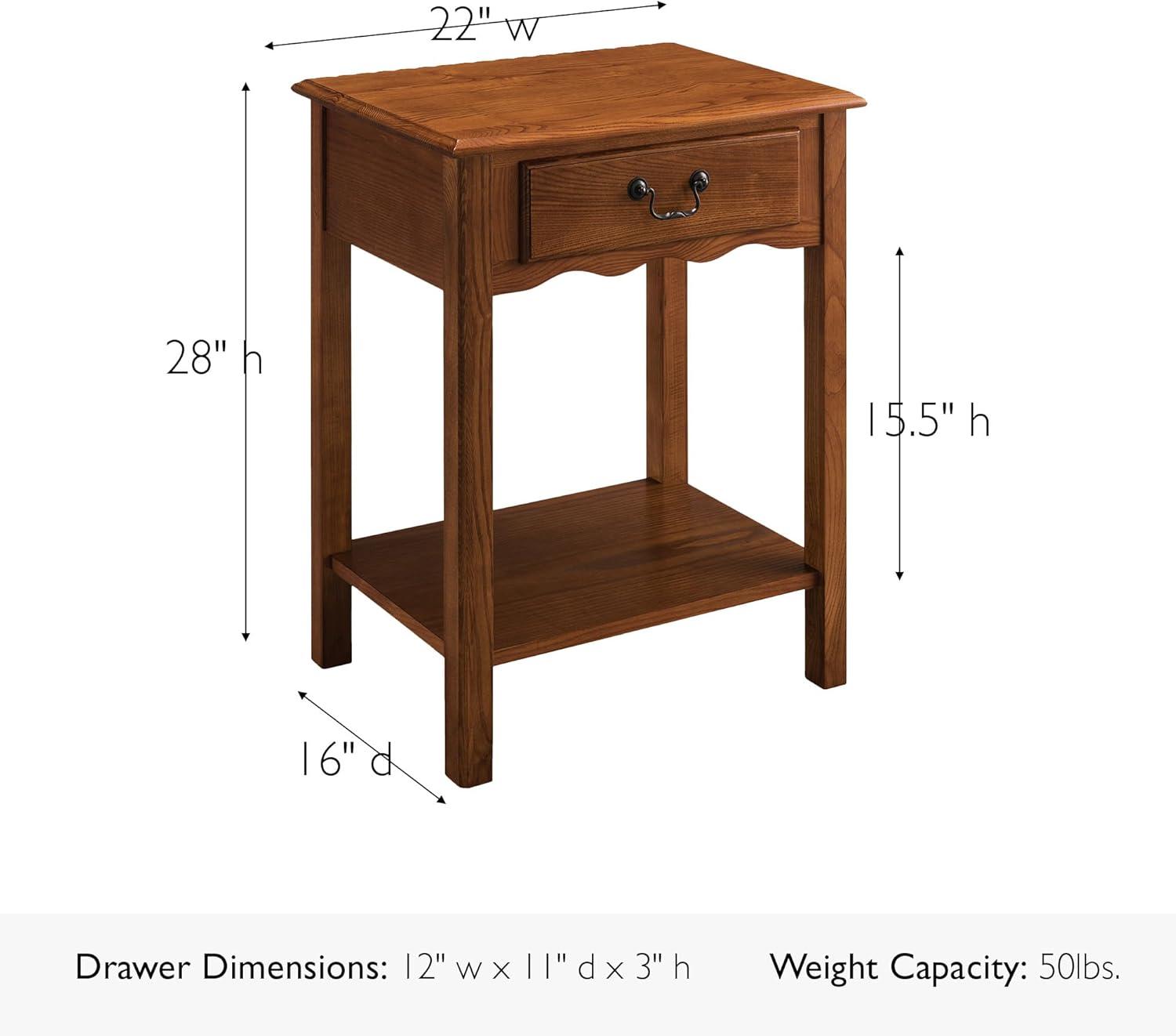 imageLeick Home Laurent Side Table Nightstand with USBC Charging Station Solid Wood Perfect for Bedrooms Living Rooms and Small Spaces 16D x 24W x 28H Chocolate Cherry BrownMedium Oak