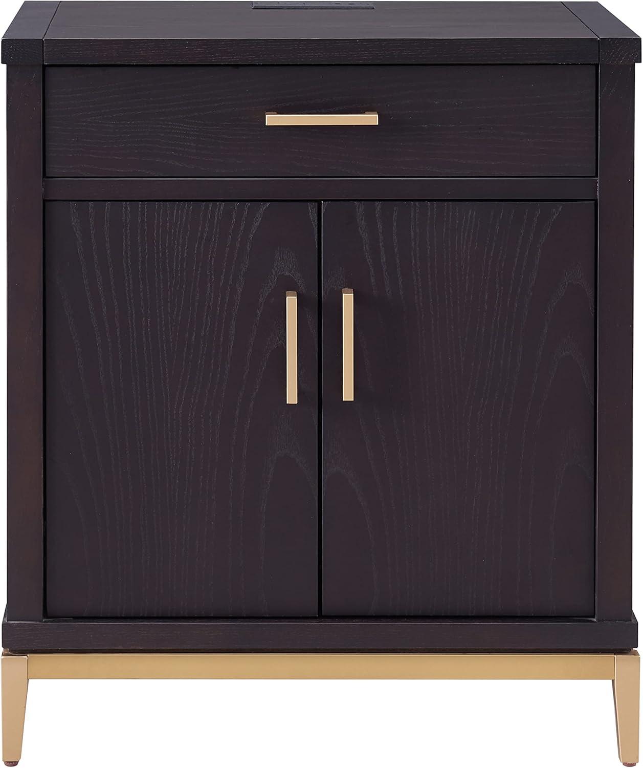 imageLeick Home Laurent Side Table Nightstand with USBC Charging Station Solid Wood Perfect for Bedrooms Living Rooms and Small Spaces 16D x 24W x 28H Chocolate Cherry BrownBlack