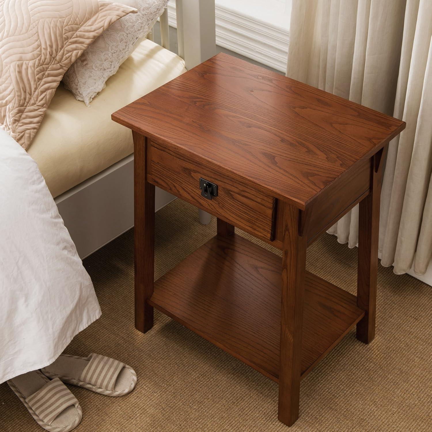 imageLeick Home Laurent Side Table Nightstand with USBC Charging Station Solid Wood Perfect for Bedrooms Living Rooms and Small Spaces 16D x 24W x 28H Chocolate Cherry BrownRusset Blackened