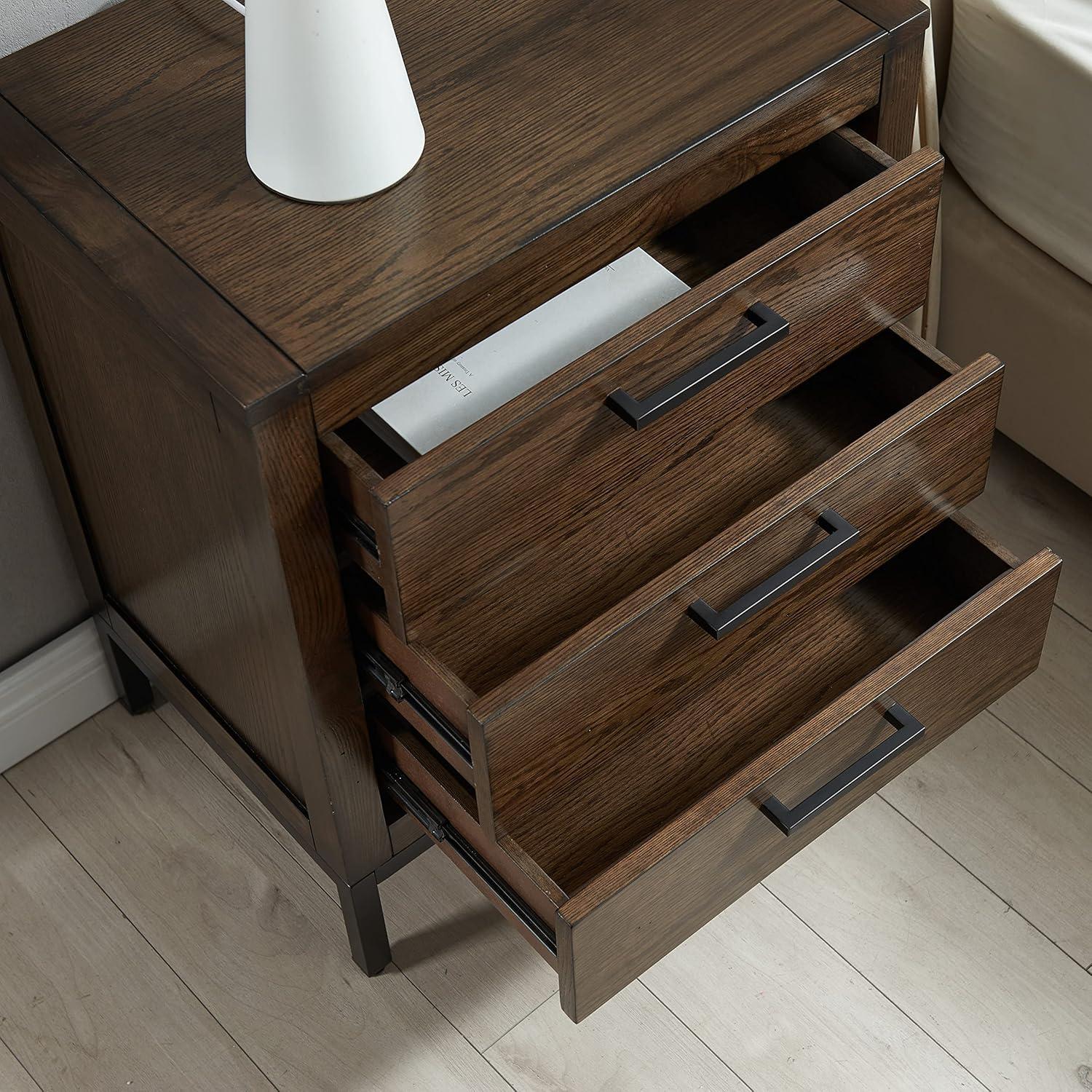 imageLeick Home Laurent Side Table Nightstand with USBC Charging Station Solid Wood Perfect for Bedrooms Living Rooms and Small Spaces 16D x 24W x 28H Chocolate Cherry BrownDistressed Riverstone