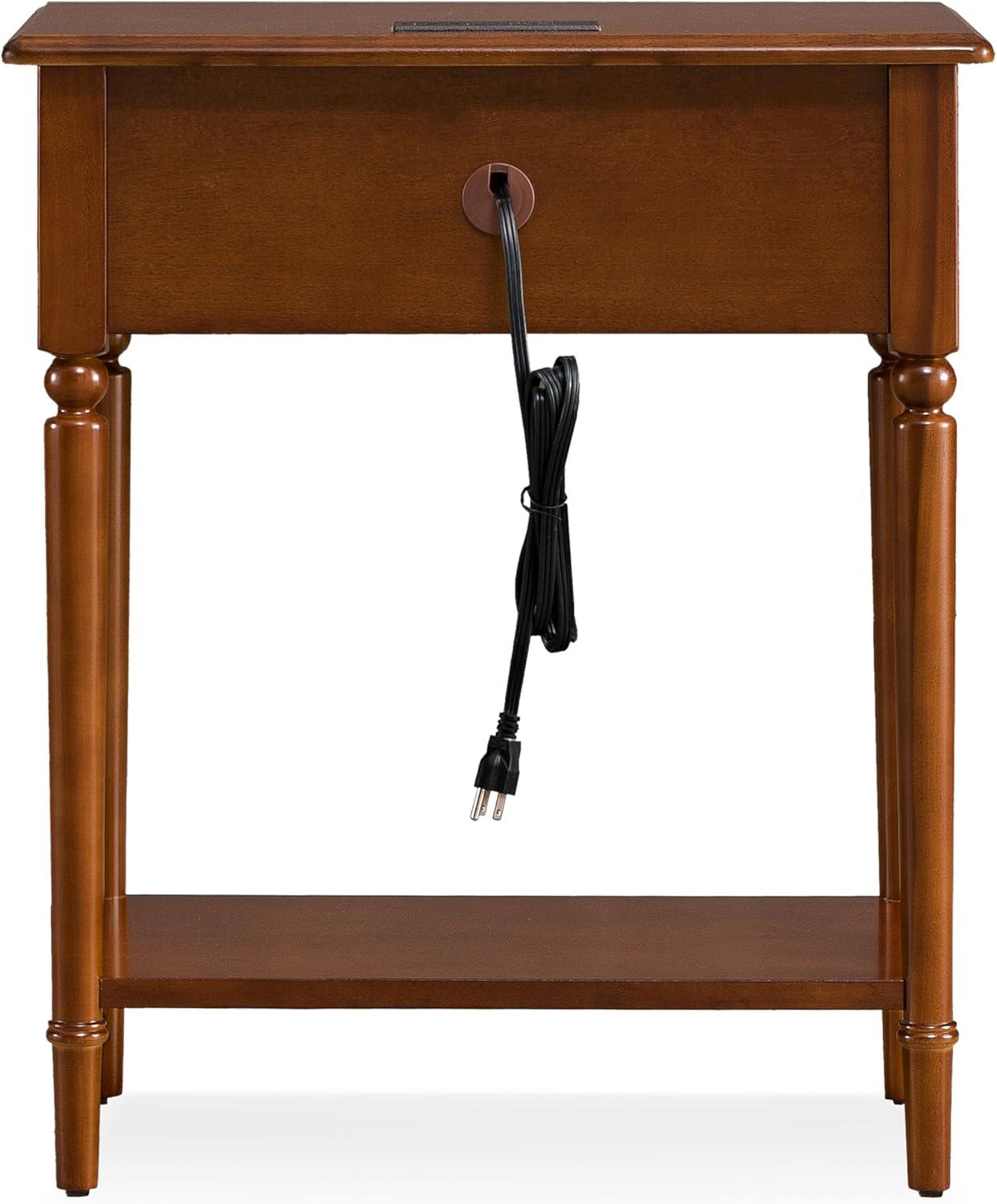 imageLeick Home Laurent Side Table Nightstand with USBC Charging Station Solid Wood Perfect for Bedrooms Living Rooms and Small Spaces 16D x 24W x 28H Chocolate Cherry BrownPecan