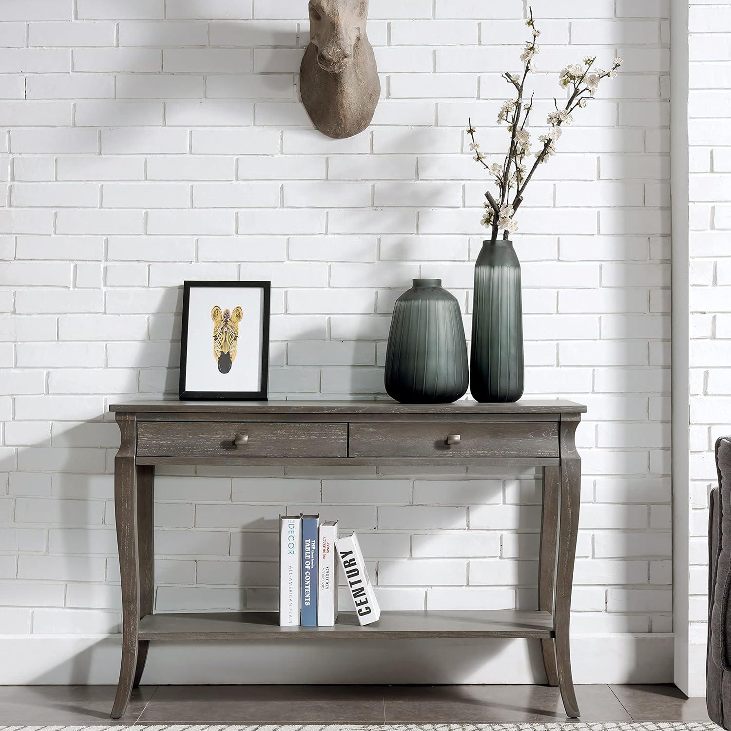 imageLeick Home Luna Two Drawer Sofa Table Gray WashRectangular