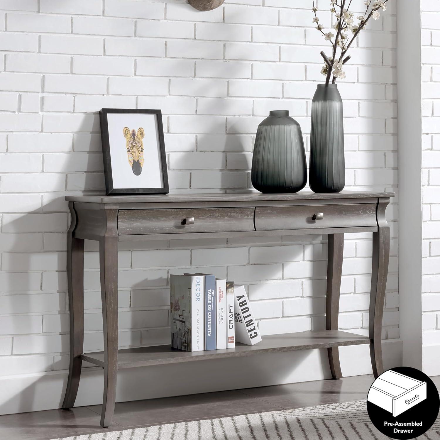 imageLeick Home Luna Two Drawer Sofa Table Gray WashRectangular