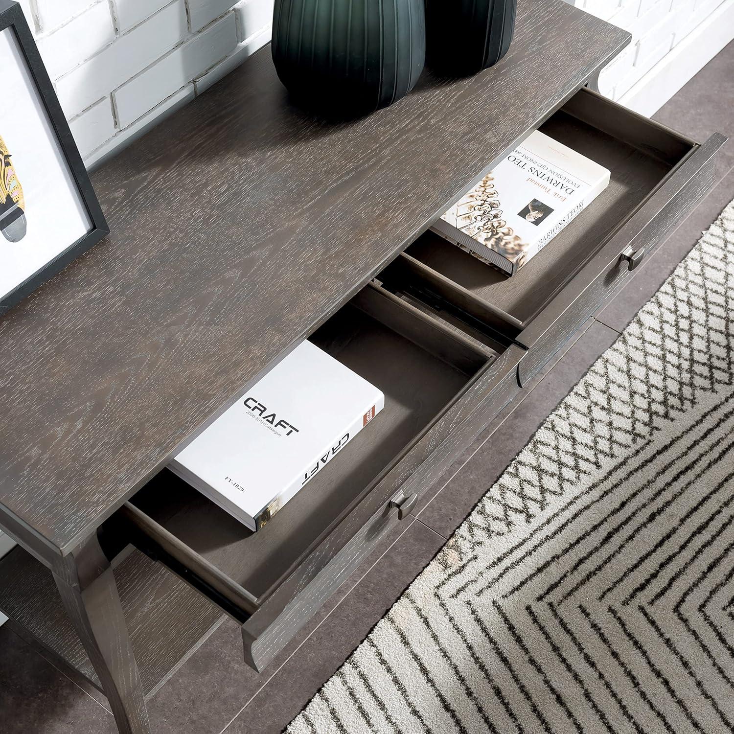 imageLeick Home Luna Two Drawer Sofa Table Gray WashRectangular