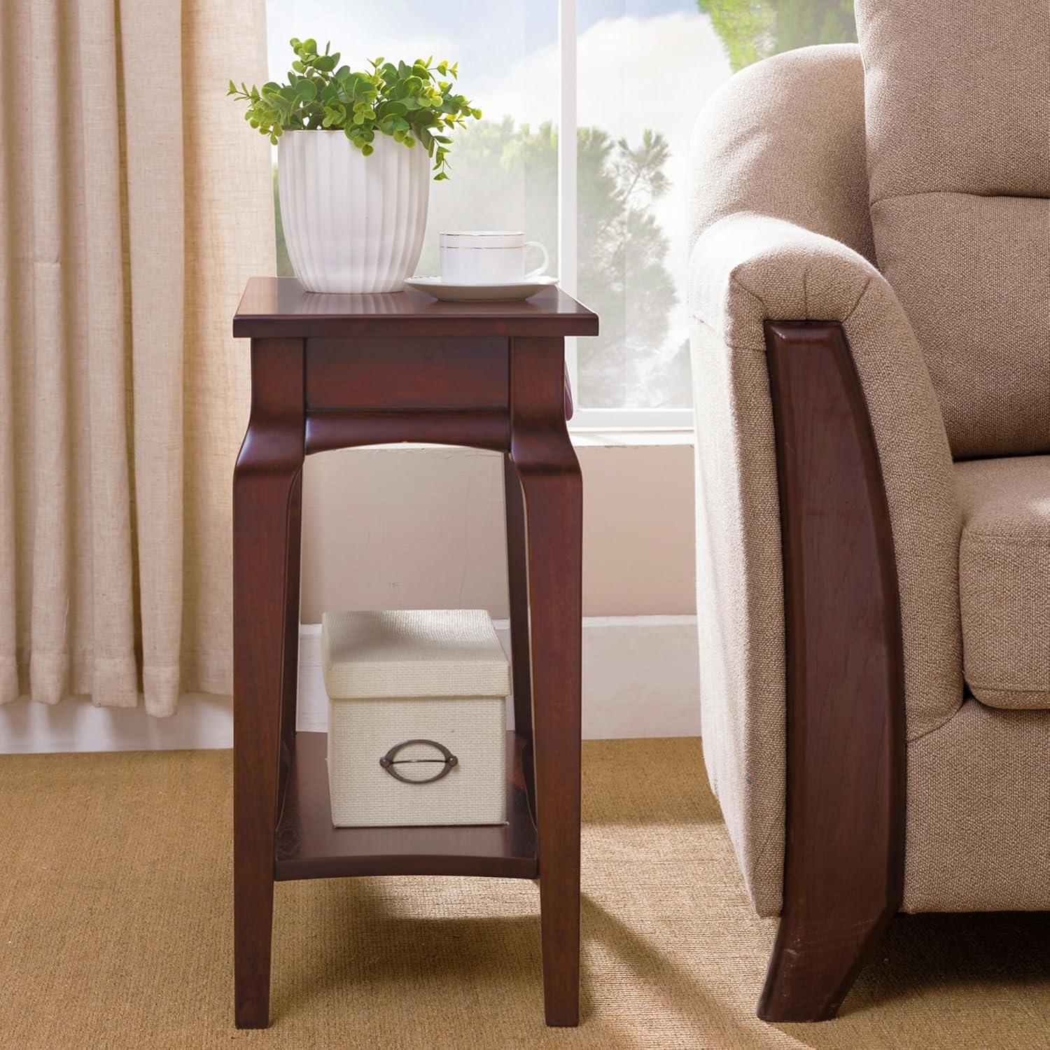 imageLeick Home Mission End Table Solid Wood 1 Storage Drawer Bottom Display Shelf Narrow EasyAssembly For Living RoomBedroom Russet 240 in L x 150 in W x 240 in H 9059RSHeartwood Cherry
