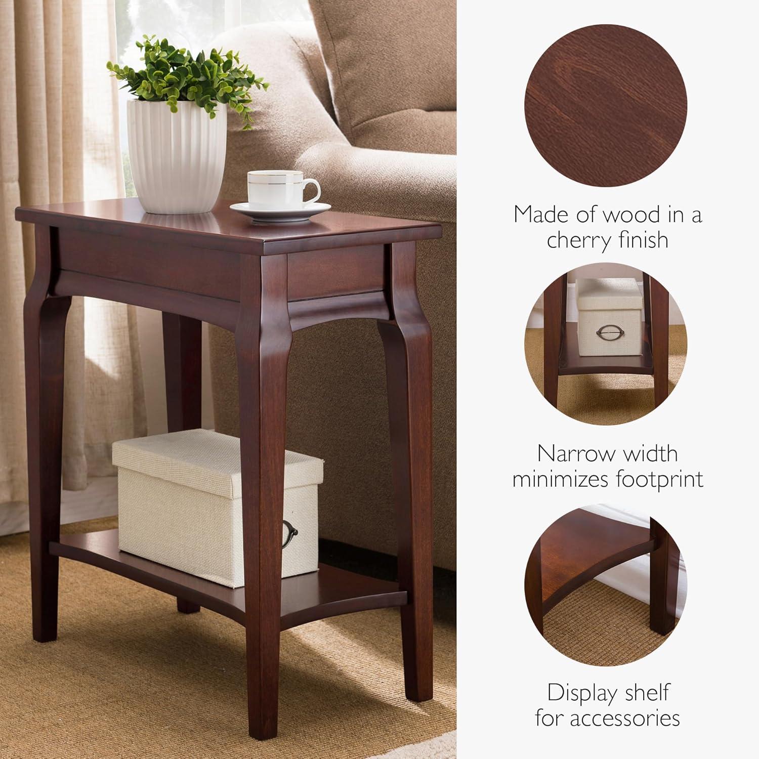 imageLeick Home Mission End Table Solid Wood 1 Storage Drawer Bottom Display Shelf Narrow EasyAssembly For Living RoomBedroom Russet 240 in L x 150 in W x 240 in H 9059RSHeartwood Cherry