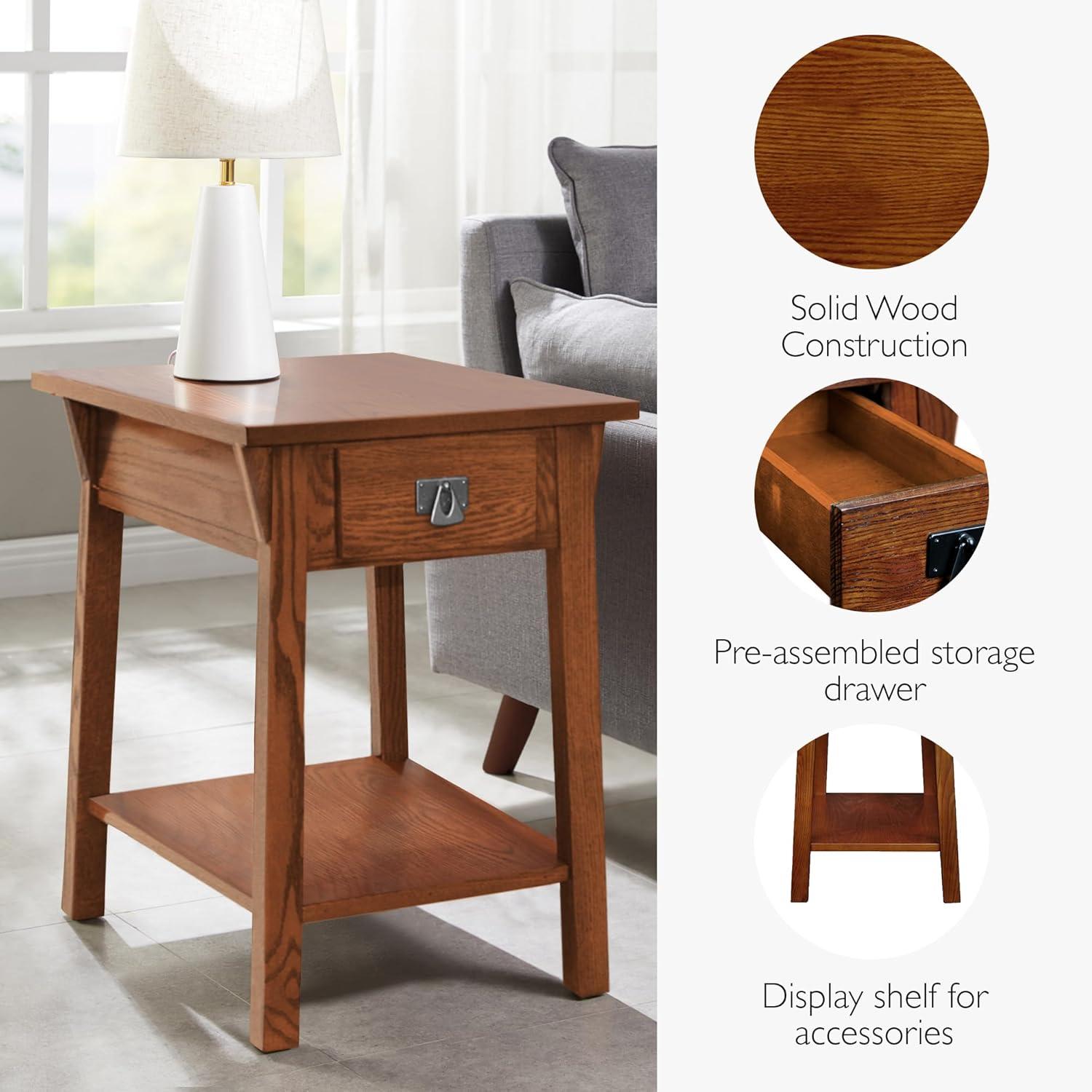 imageLeick Home Mission End Table Solid Wood 1 Storage Drawer Bottom Display Shelf Narrow EasyAssembly For Living RoomBedroom Russet 240 in L x 150 in W x 240 in H 9059RSRusset Blackened