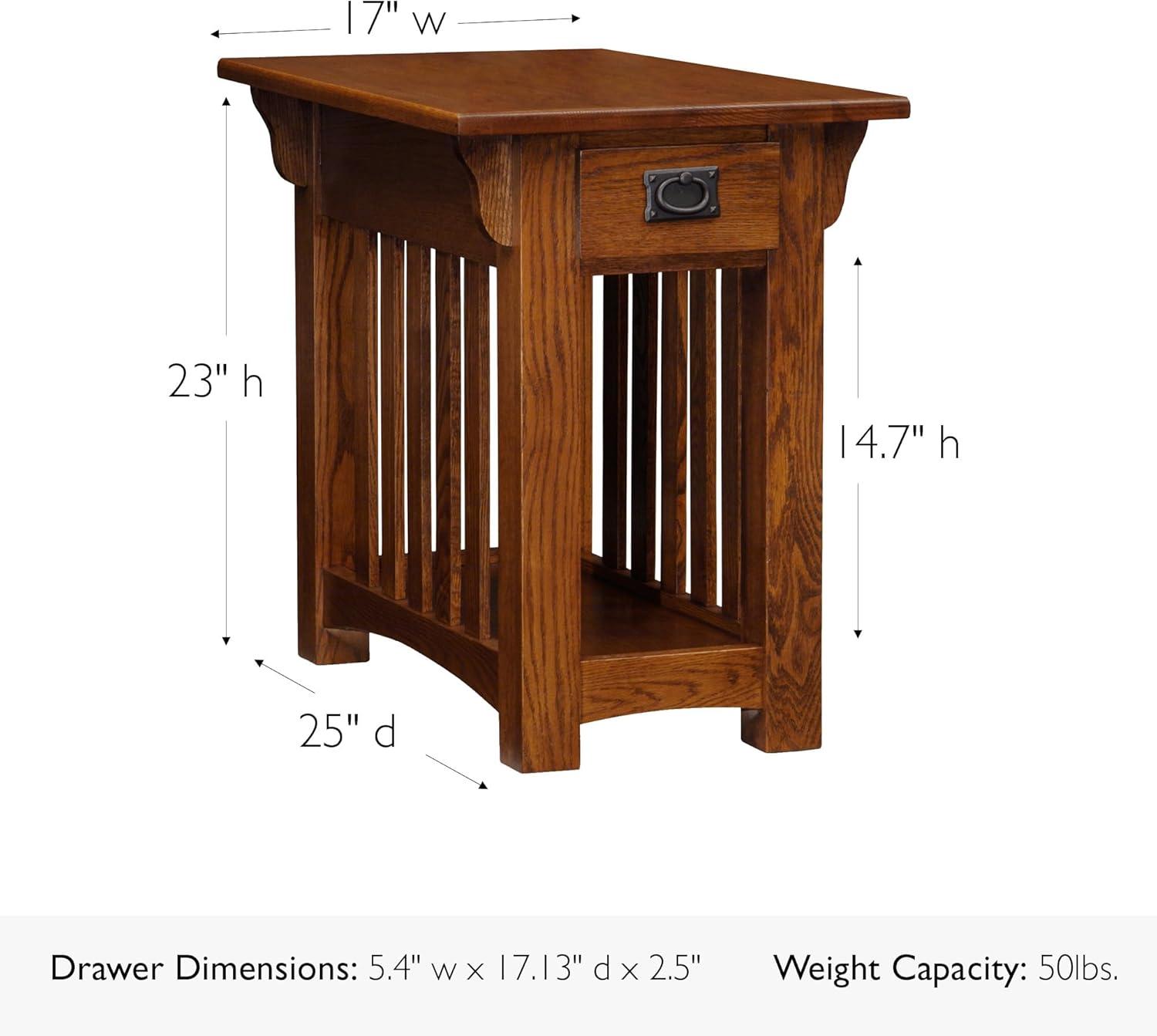 imageLeick Home Mission End Table Solid Wood 1 Storage Drawer Bottom Display Shelf Narrow EasyAssembly For Living RoomBedroom Russet 240 in L x 150 in W x 240 in H 9059RSMedium Oak Blackened