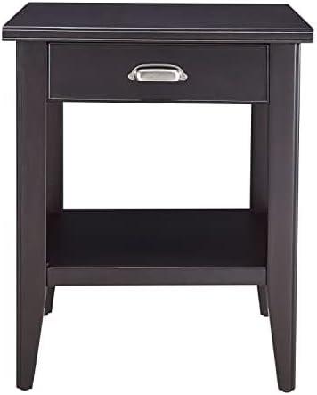 imageLeick Home Mission End Table Solid Wood 1 Storage Drawer Bottom Display Shelf Narrow EasyAssembly For Living RoomBedroom Russet 240 in L x 150 in W x 240 in H 9059RSSmoke Gray