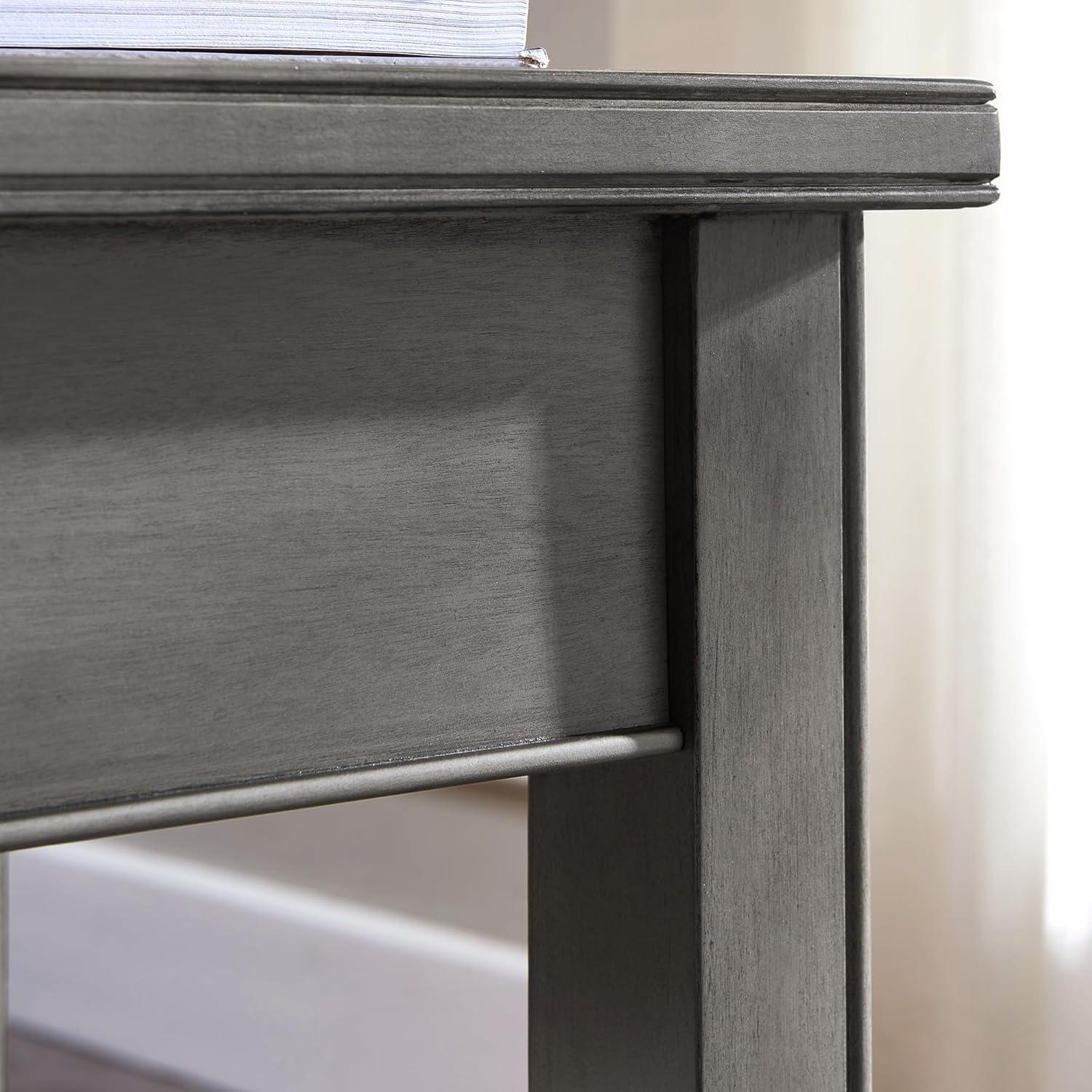 imageLeick Home Mission End Table Solid Wood 1 Storage Drawer Bottom Display Shelf Narrow EasyAssembly For Living RoomBedroom Russet 240 in L x 150 in W x 240 in H 9059RSSmoke Gray