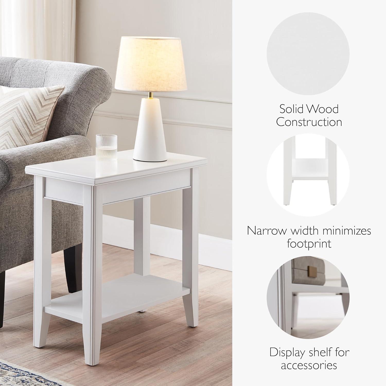 imageLeick Home Mission End Table Solid Wood 1 Storage Drawer Bottom Display Shelf Narrow EasyAssembly For Living RoomBedroom Russet 240 in L x 150 in W x 240 in H 9059RSWhite