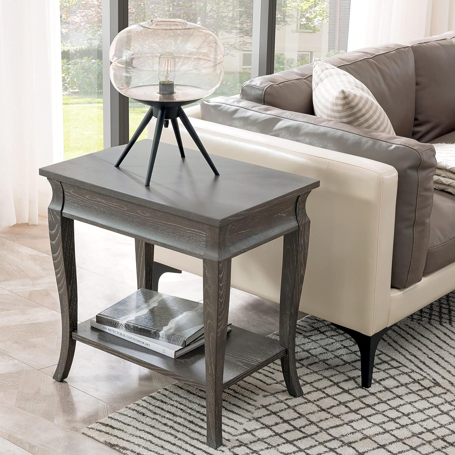 imageLeick Home Mission End Table Solid Wood 1 Storage Drawer Bottom Display Shelf Narrow EasyAssembly For Living RoomBedroom Russet 240 in L x 150 in W x 240 in H 9059RSGray Antique Pewter
