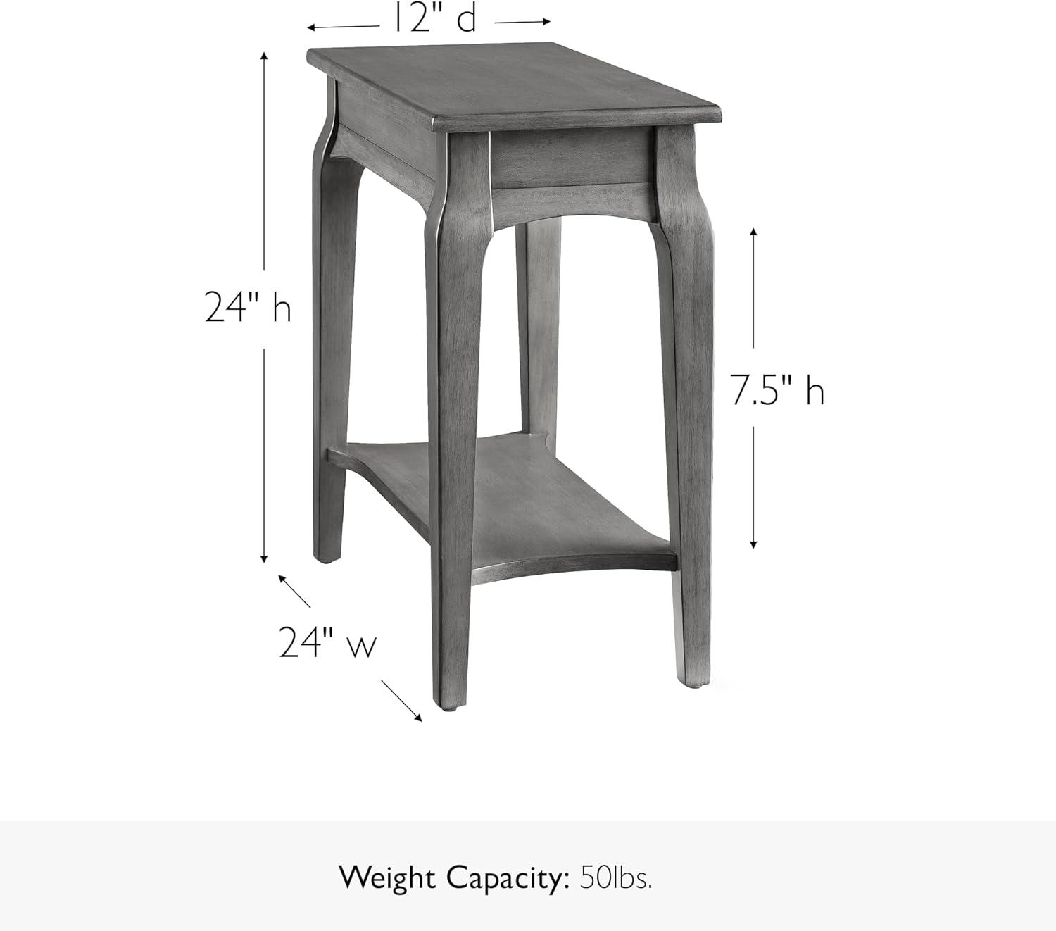imageLeick Home Mission End Table Solid Wood 1 Storage Drawer Bottom Display Shelf Narrow EasyAssembly For Living RoomBedroom Russet 240 in L x 150 in W x 240 in H 9059RSSmoke Gray