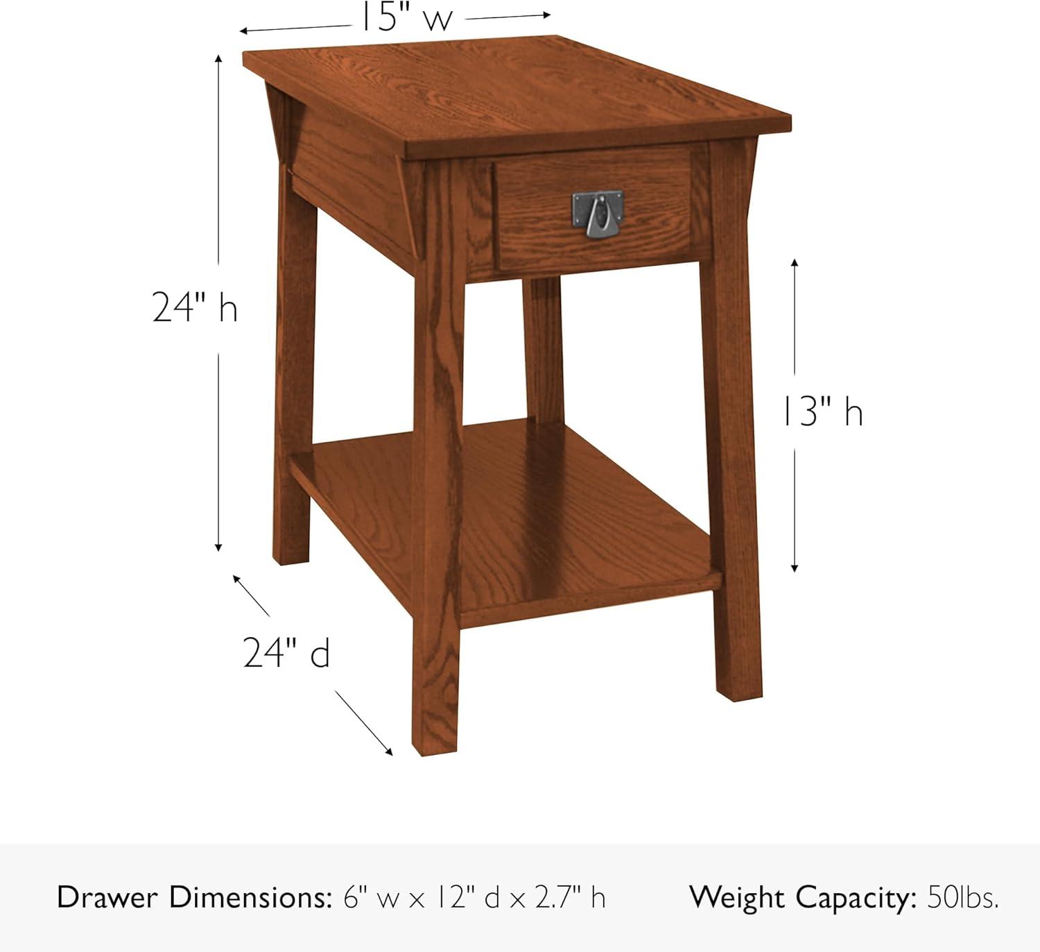 imageLeick Home Mission End Table Solid Wood 1 Storage Drawer Bottom Display Shelf Narrow EasyAssembly For Living RoomBedroom Russet 240 in L x 150 in W x 240 in H 9059RSRusset Blackened