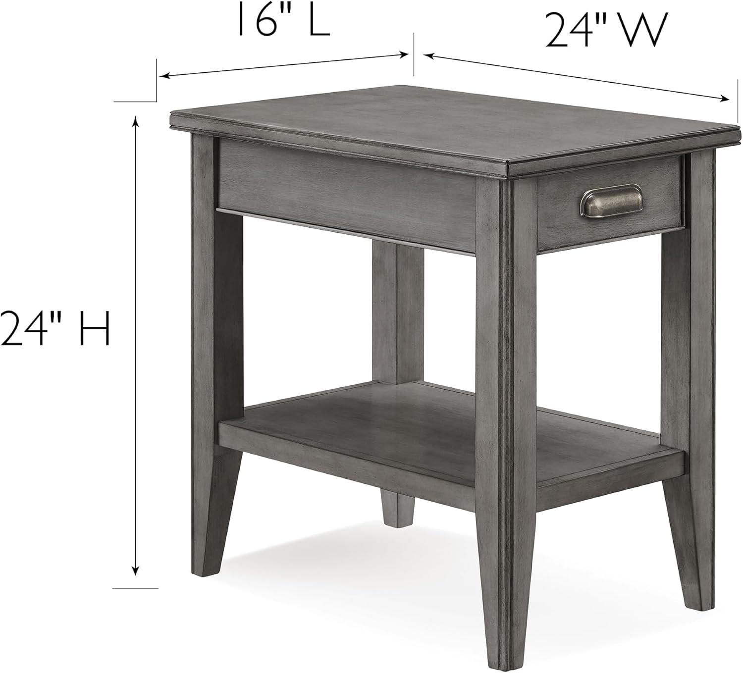 imageLeick Home Mission End Table Solid Wood 1 Storage Drawer Bottom Display Shelf Narrow EasyAssembly For Living RoomBedroom Russet 240 in L x 150 in W x 240 in H 9059RSSmoke Gray
