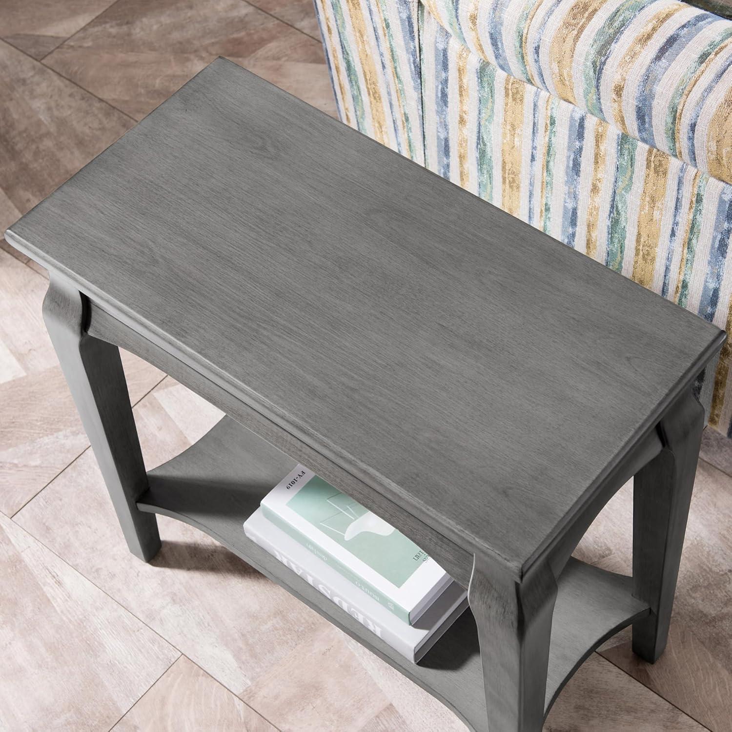 imageLeick Home Mission End Table Solid Wood 1 Storage Drawer Bottom Display Shelf Narrow EasyAssembly For Living RoomBedroom Russet 240 in L x 150 in W x 240 in H 9059RSSmoke Gray